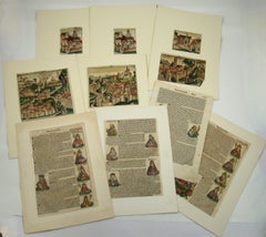 Antique Collection of Ten Medieval Woodblock Prints from the 'Nuremberg Chronicle' 