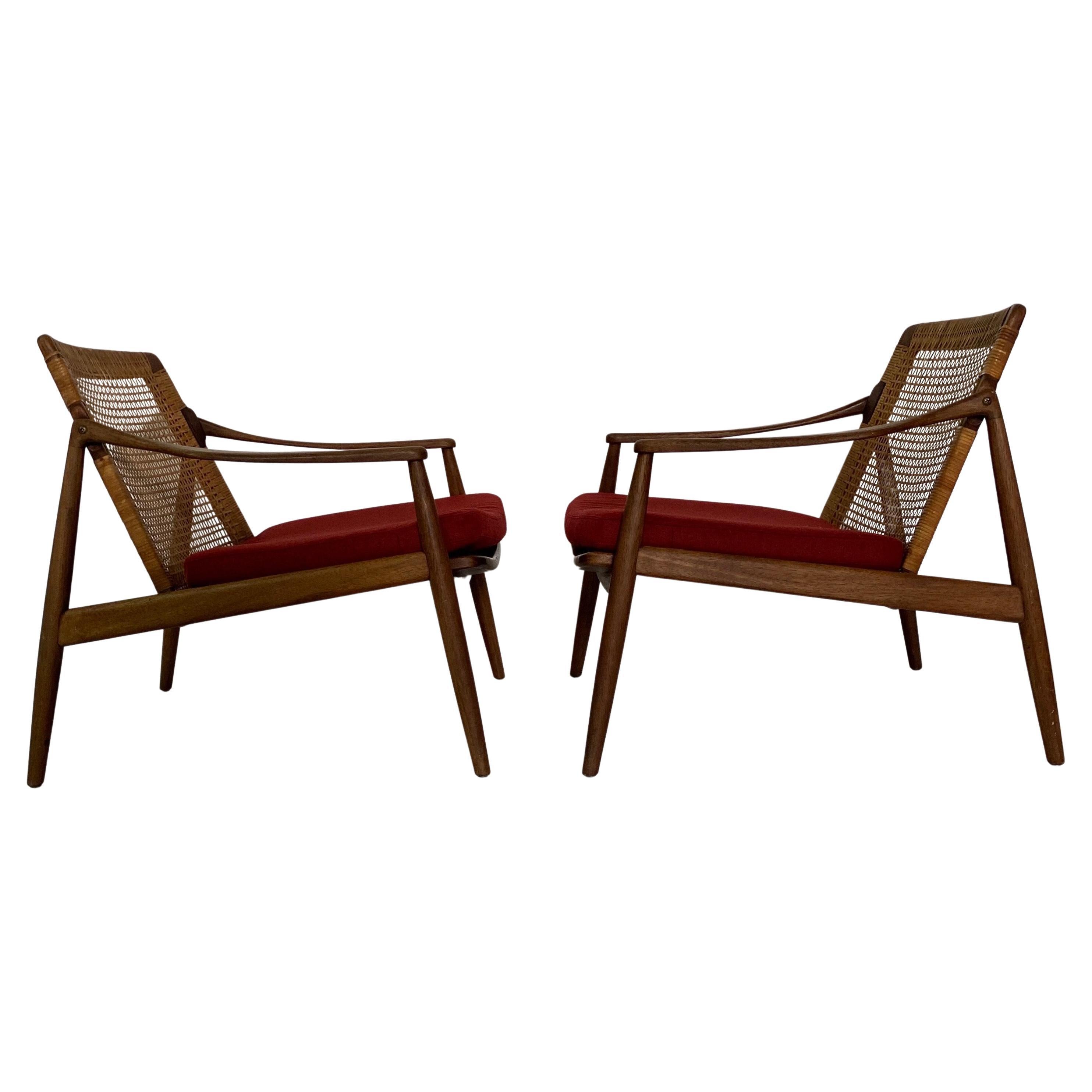 Hartmund Lohmeyer set of Two Teak Lounge Chairs, "Model 400" 1950s, Germany