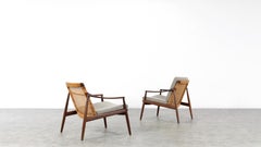 Hartmut Lohmeyer, 2 Lounge Chair Walnut & Kvadrat, 1962 by Wilkhahn, Germany