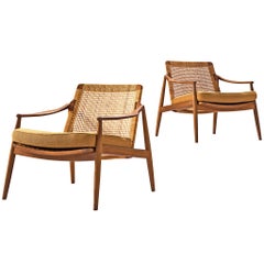 Hartmut Lohmeyer Armchairs in Teak and Cane