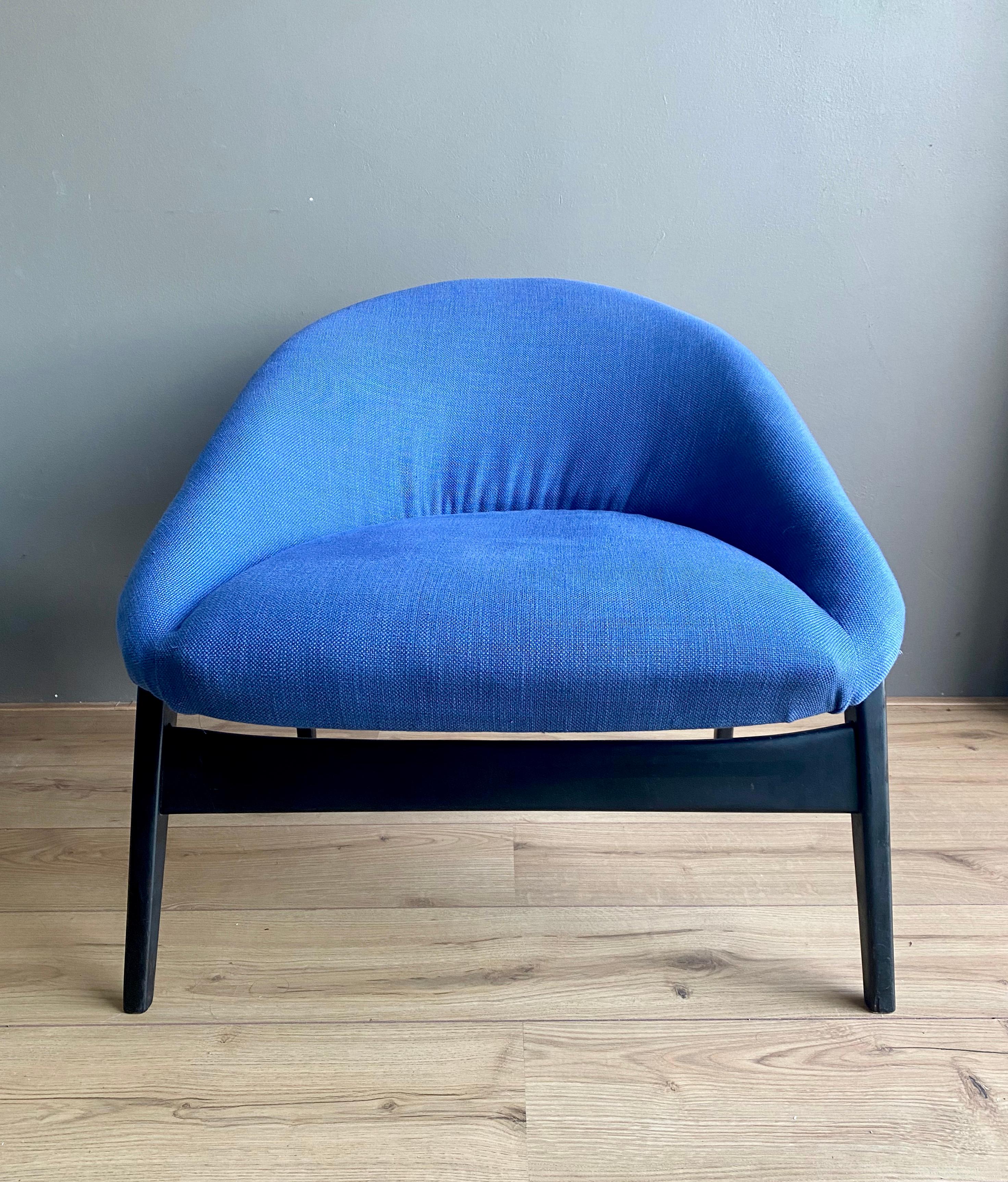 Mid-Century Modern Hartmut Lohmeyer pour Artifort, fauteuil de salon bleu, modèle Columbus, années 1950 en vente