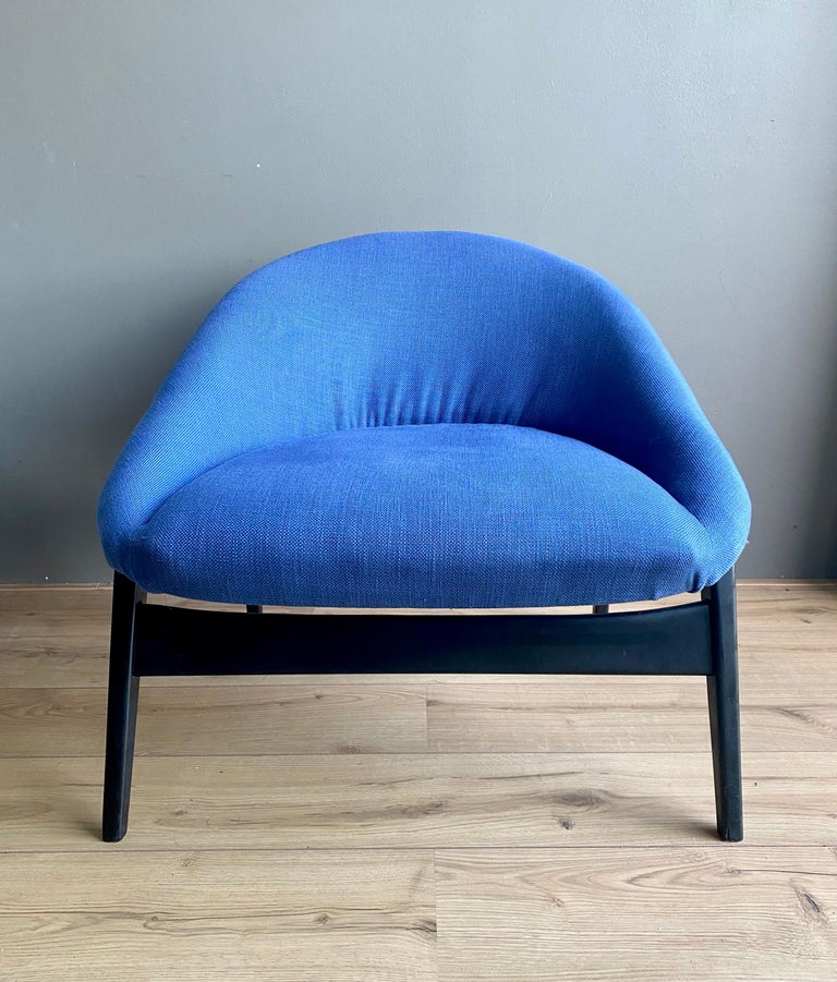 Mid-Century Modern Hartmut Lohmeyer for Artifort, Blue Lounge Chair, Model Columbus, 1950s For Sale