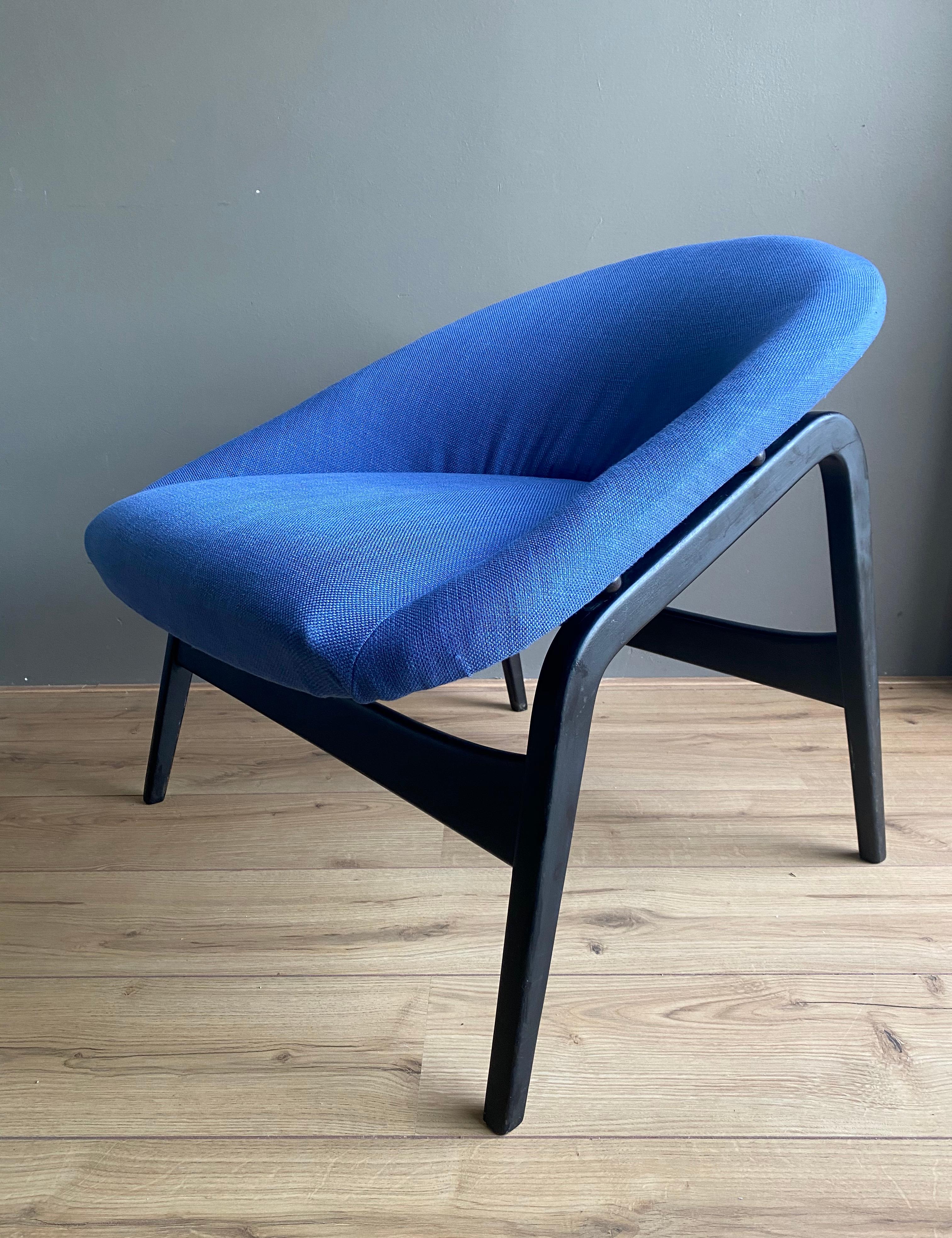 Néerlandais Hartmut Lohmeyer pour Artifort, fauteuil de salon bleu, modèle Columbus, années 1950 en vente