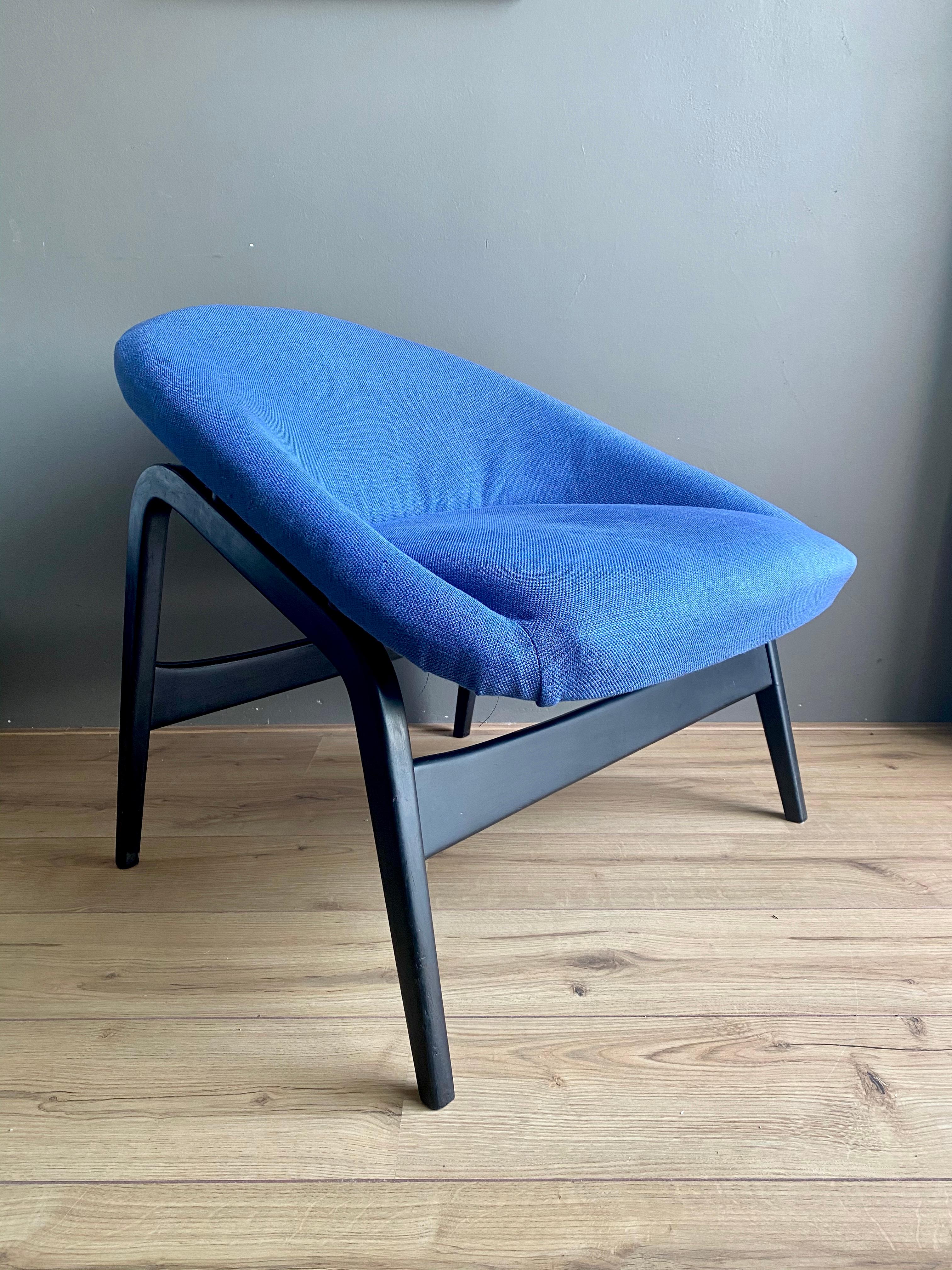 Dutch Hartmut Lohmeyer for Artifort, Blue Lounge Chair, Model Columbus, 1950s For Sale