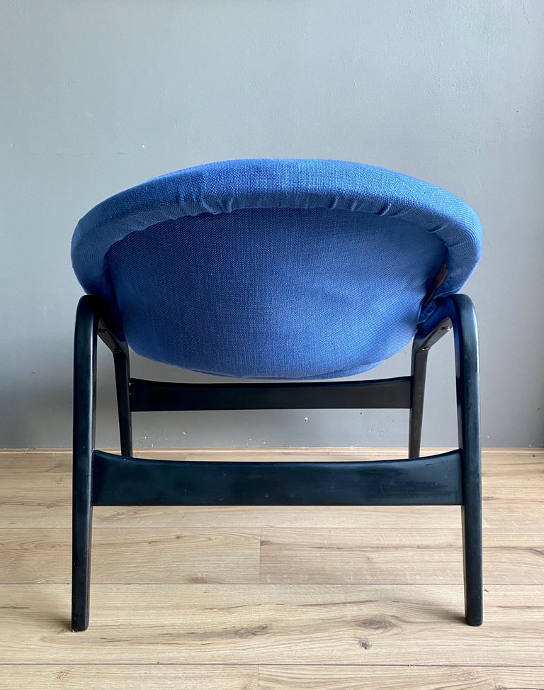 20th Century Hartmut Lohmeyer for Artifort, Blue Lounge Chair, Model Columbus, 1950s For Sale