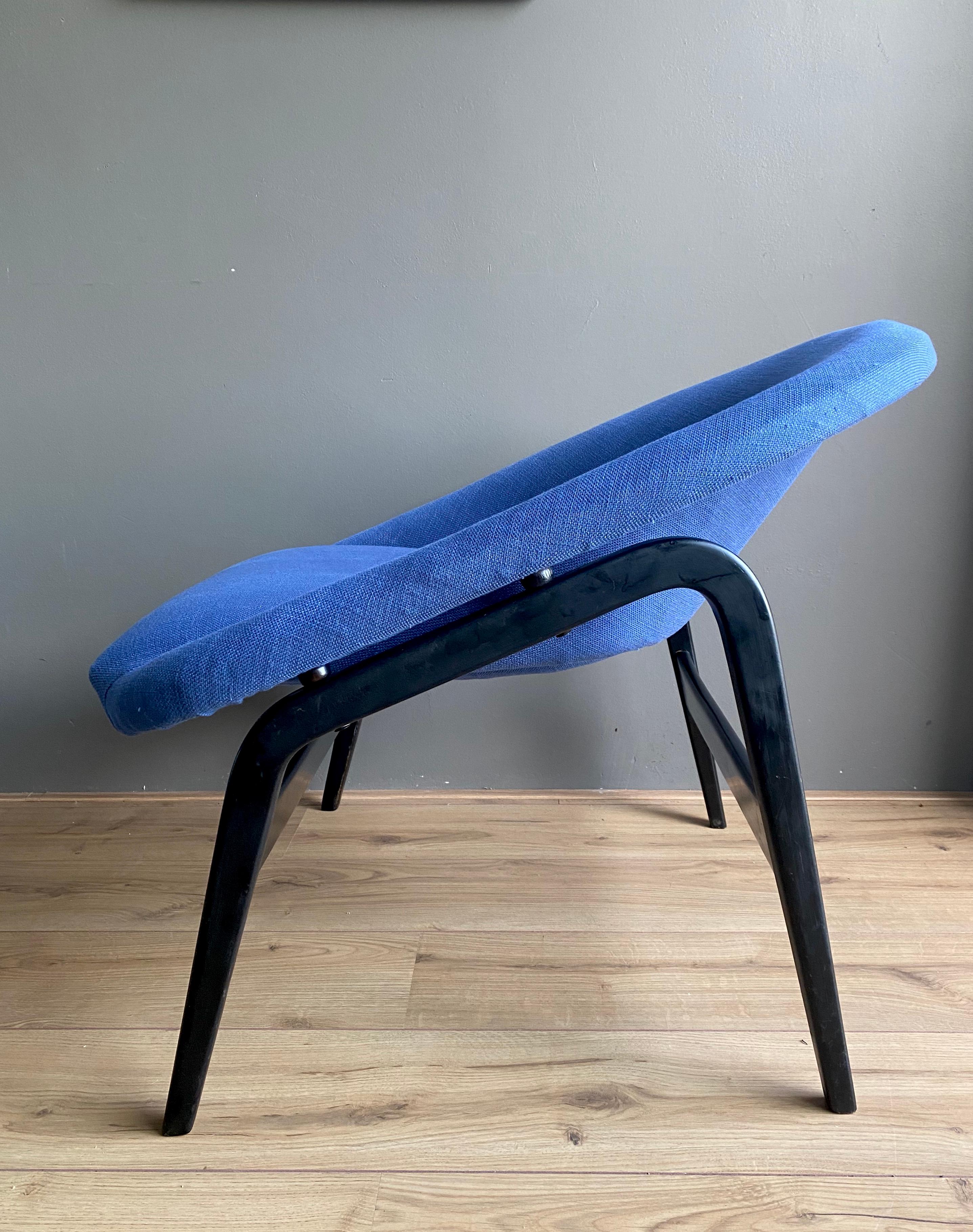 Hartmut Lohmeyer for Artifort, Blue Lounge Chair, Model Columbus, 1950s For Sale 1