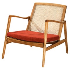 Hartmut Lohmeyer for Wilkhahn Lounge Chair in Cane and Walnut 