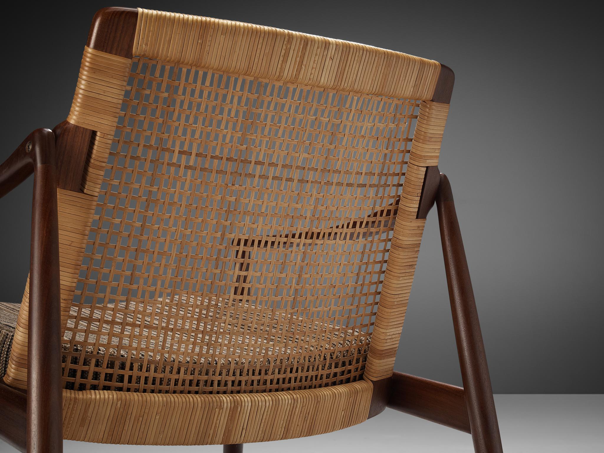 German Hartmut Lohmeyer for Wilkhahn Lounge Chair in Teak and Cane