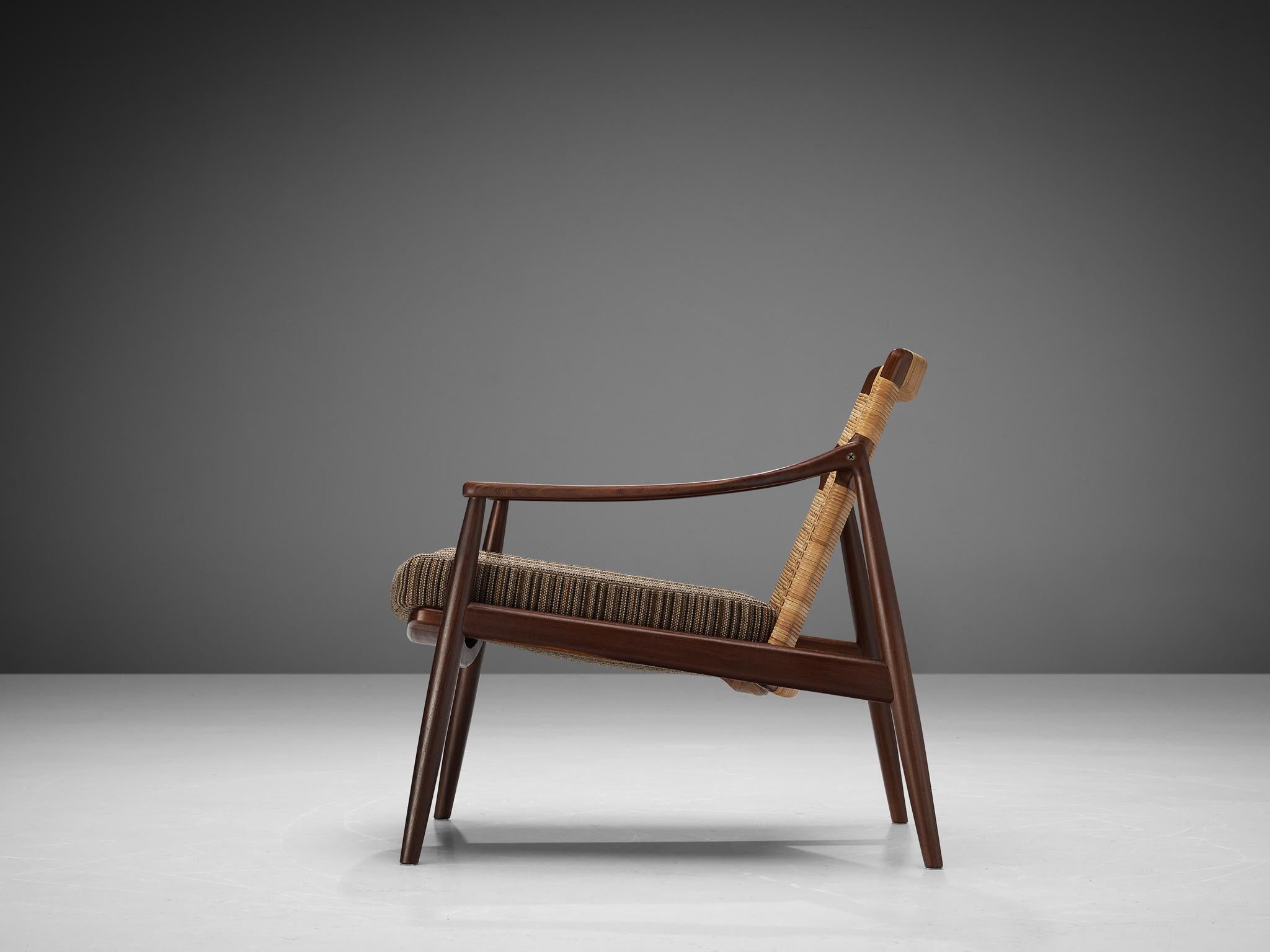 Hartmut Lohmeyer for Wilkhahn Lounge Chair in Teak and Cane In Good Condition In Waalwijk, NL