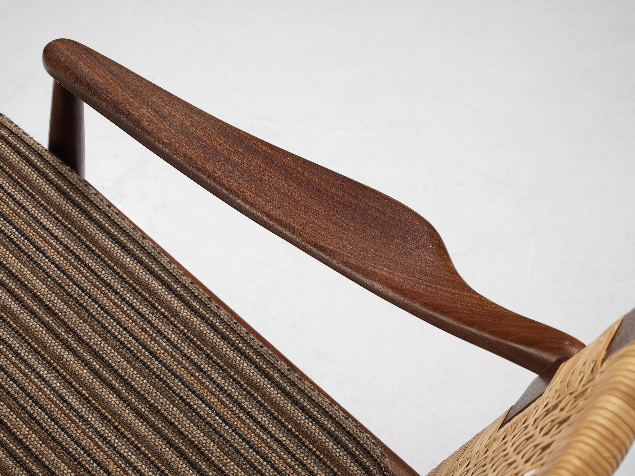 Mid-20th Century Hartmut Lohmeyer for Wilkhahn Lounge Chair in Teak and Cane