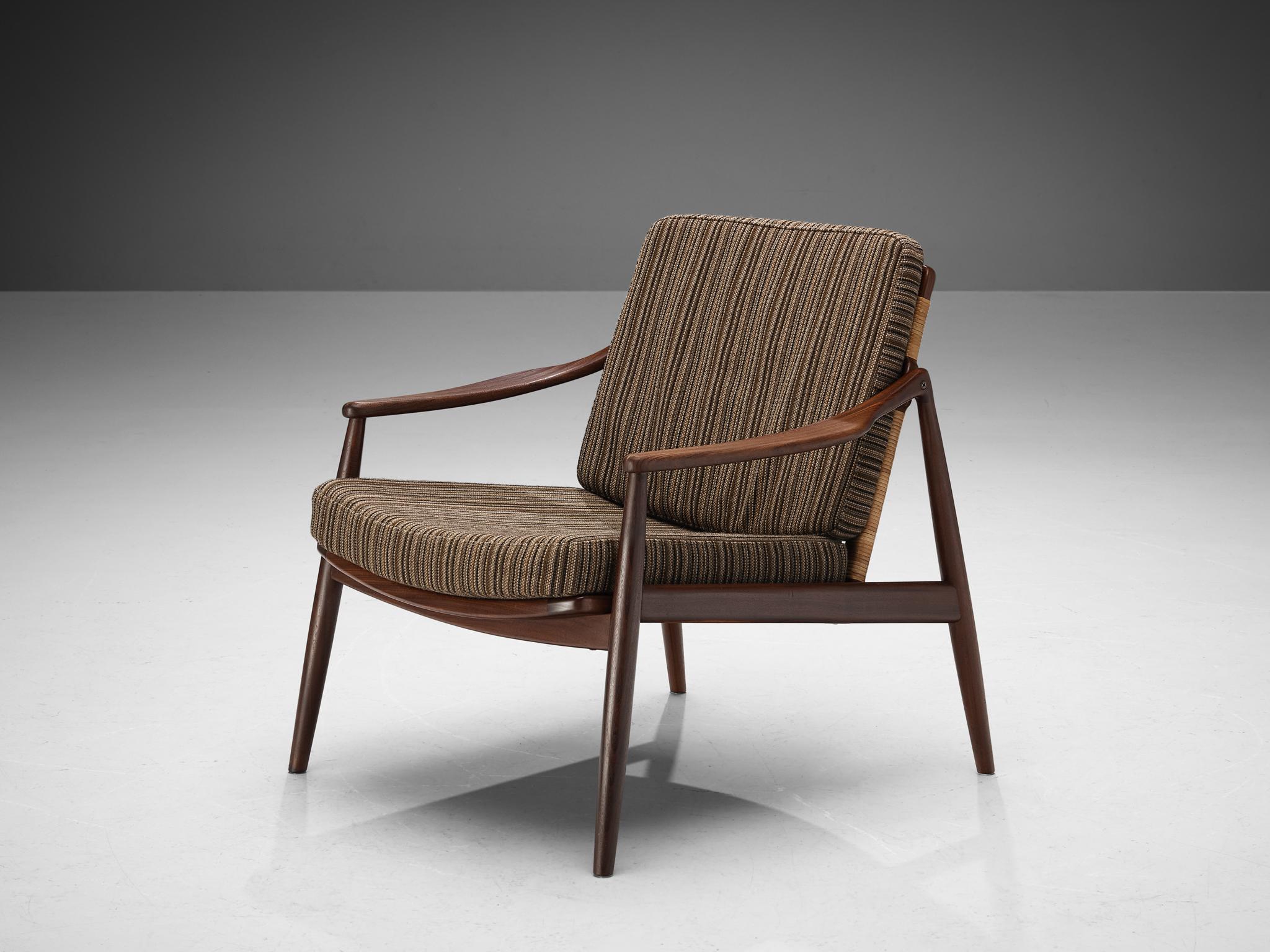 Hartmut Lohmeyer for Wilkhahn Lounge Chair in Teak and Cane 1