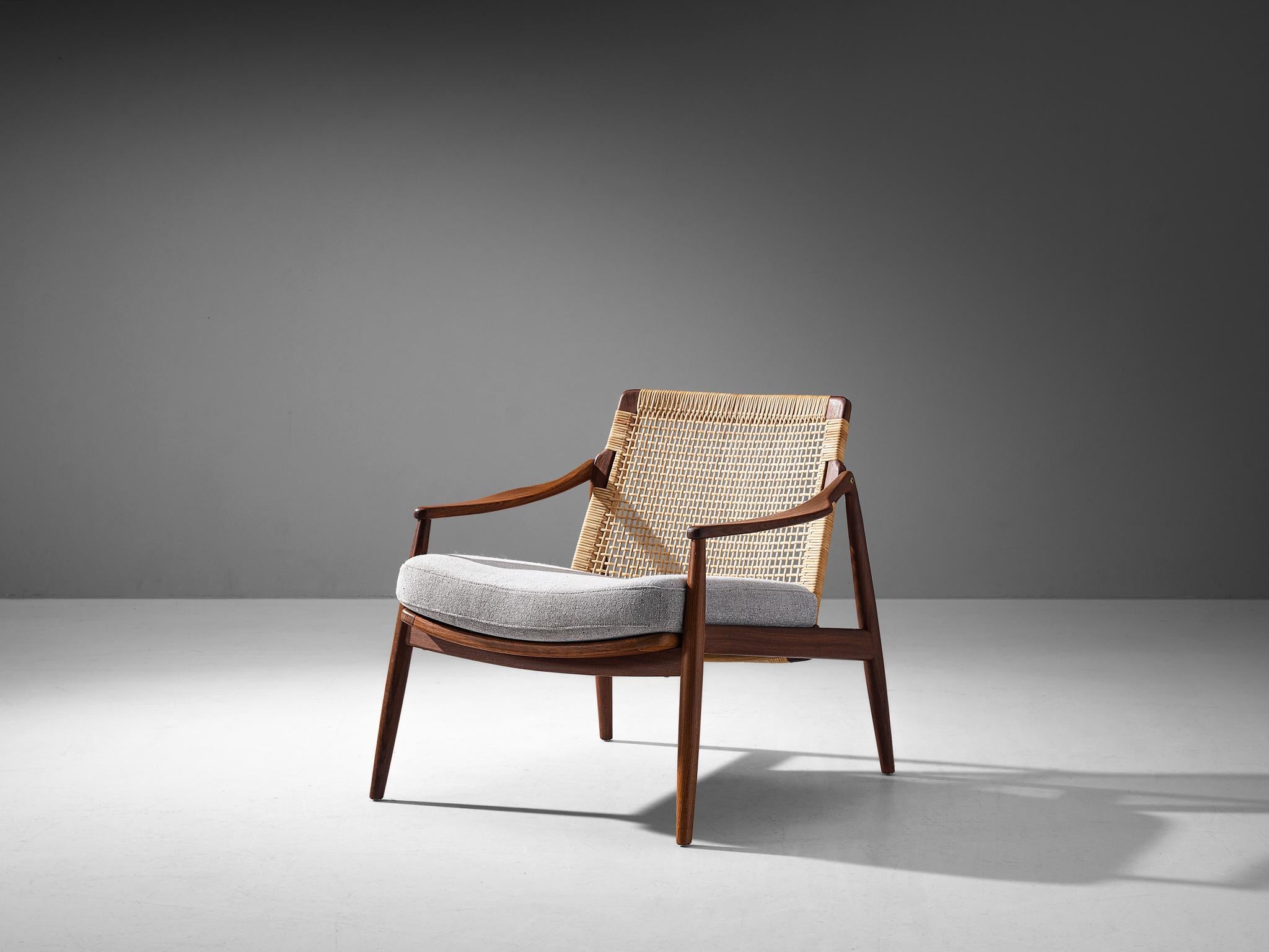 Hartmut Lohmeyer for Wilkhahn Lounge Chair in Teak and Cane 1