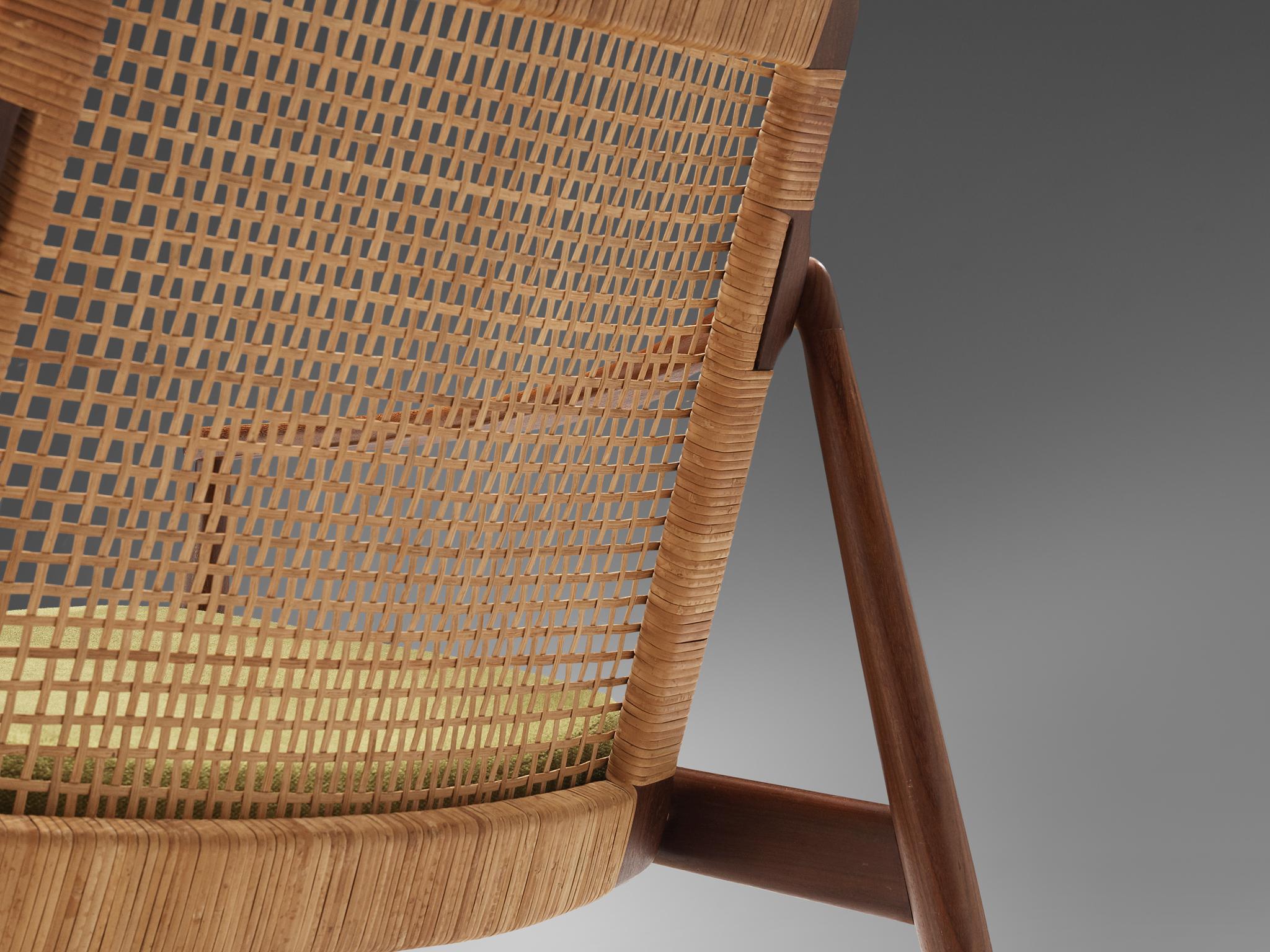 Hartmut Lohmeyer for Wilkhahn Lounge Chair in Teak and Cane  1