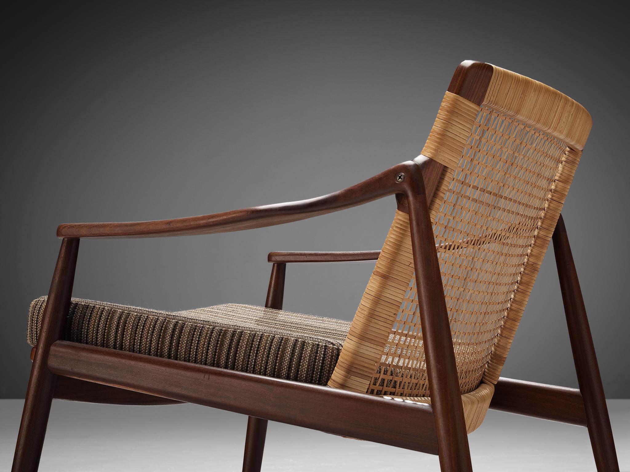 Hartmut Lohmeyer for Wilkhahn Lounge Chair in Teak and Cane 2