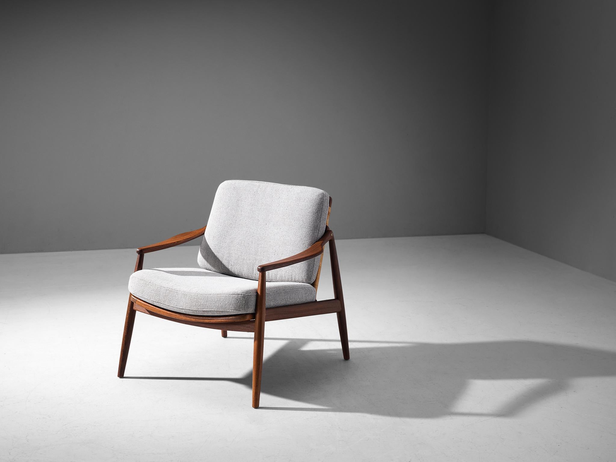 Hartmut Lohmeyer for Wilkhahn Lounge Chair in Teak and Cane 2
