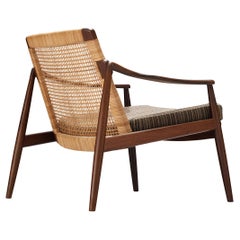 Used Hartmut Lohmeyer for Wilkhahn Lounge Chair in Teak and Cane