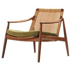Hartmut Lohmeyer for Wilkhahn Lounge Chair in Teak and Cane 