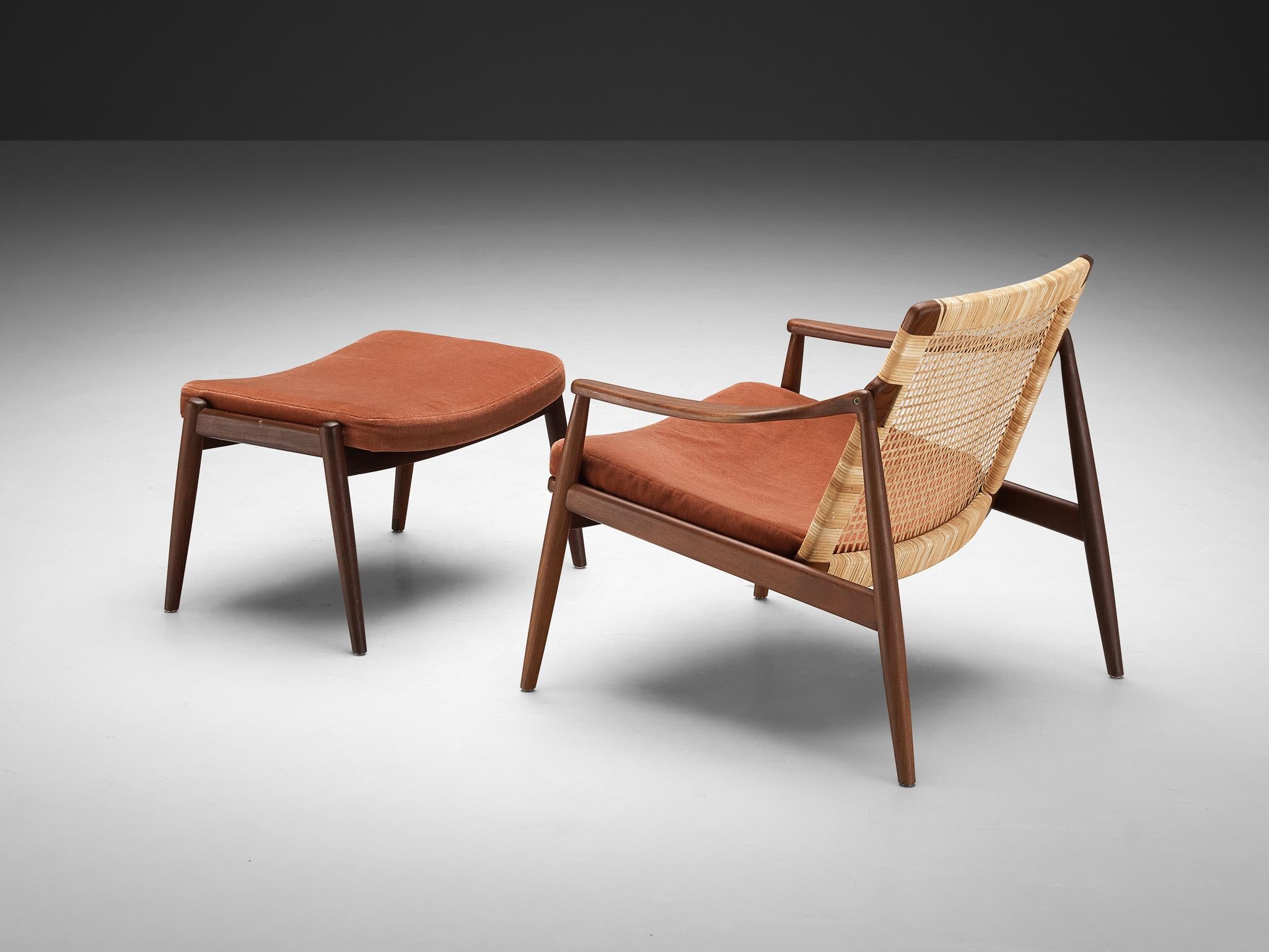 Mid-Century Modern Hartmut Lohmeyer for Wilkhahn Pair of Lounge Chairs with Ottoman