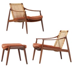 Hartmut Lohmeyer for Wilkhahn Pair of Lounge Chairs with Ottoman
