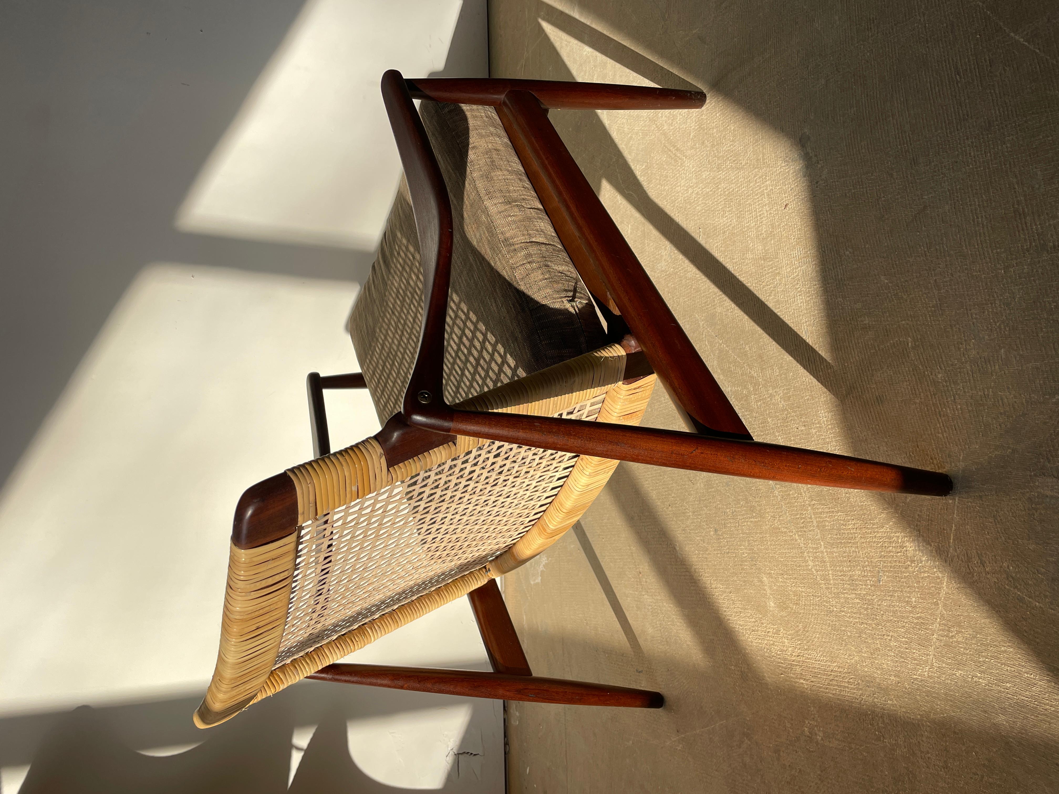 Hartmut Lohmeyer Lounge Chair in Teak and Cane 5