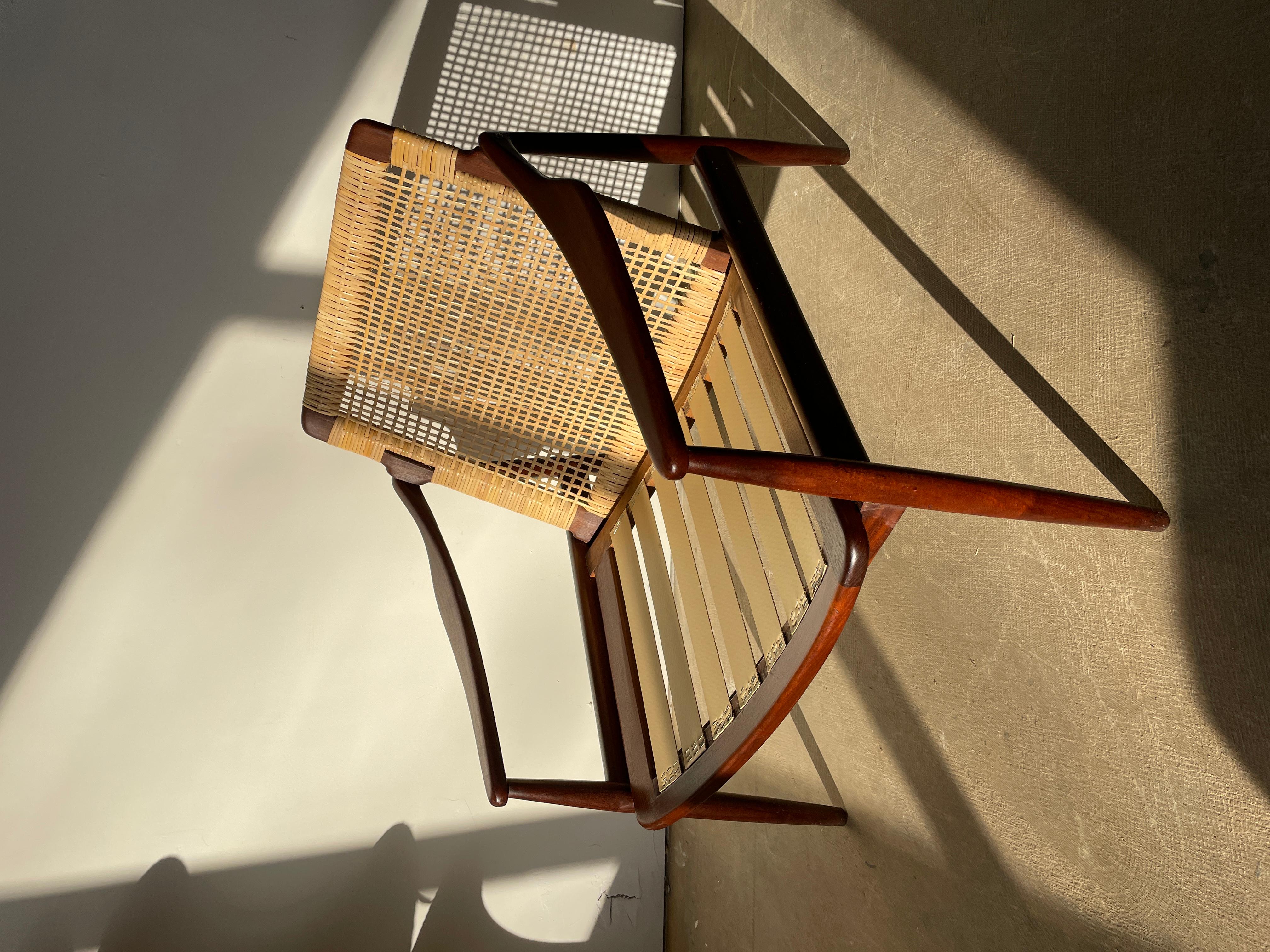 Mid-Century Modern Hartmut Lohmeyer Lounge Chair in Teak and Cane