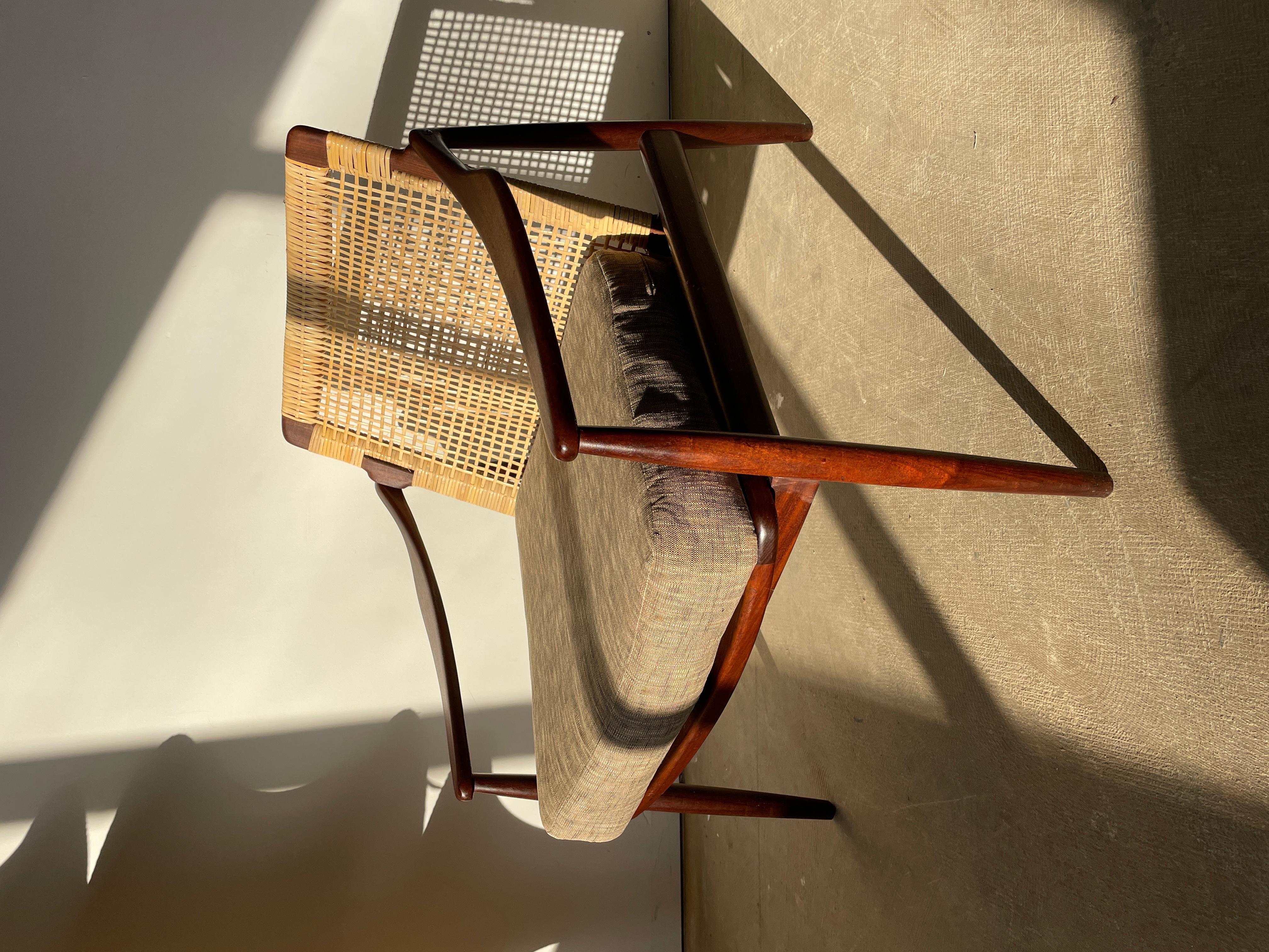 Hartmut Lohmeyer Lounge Chair in Teak and Cane 1