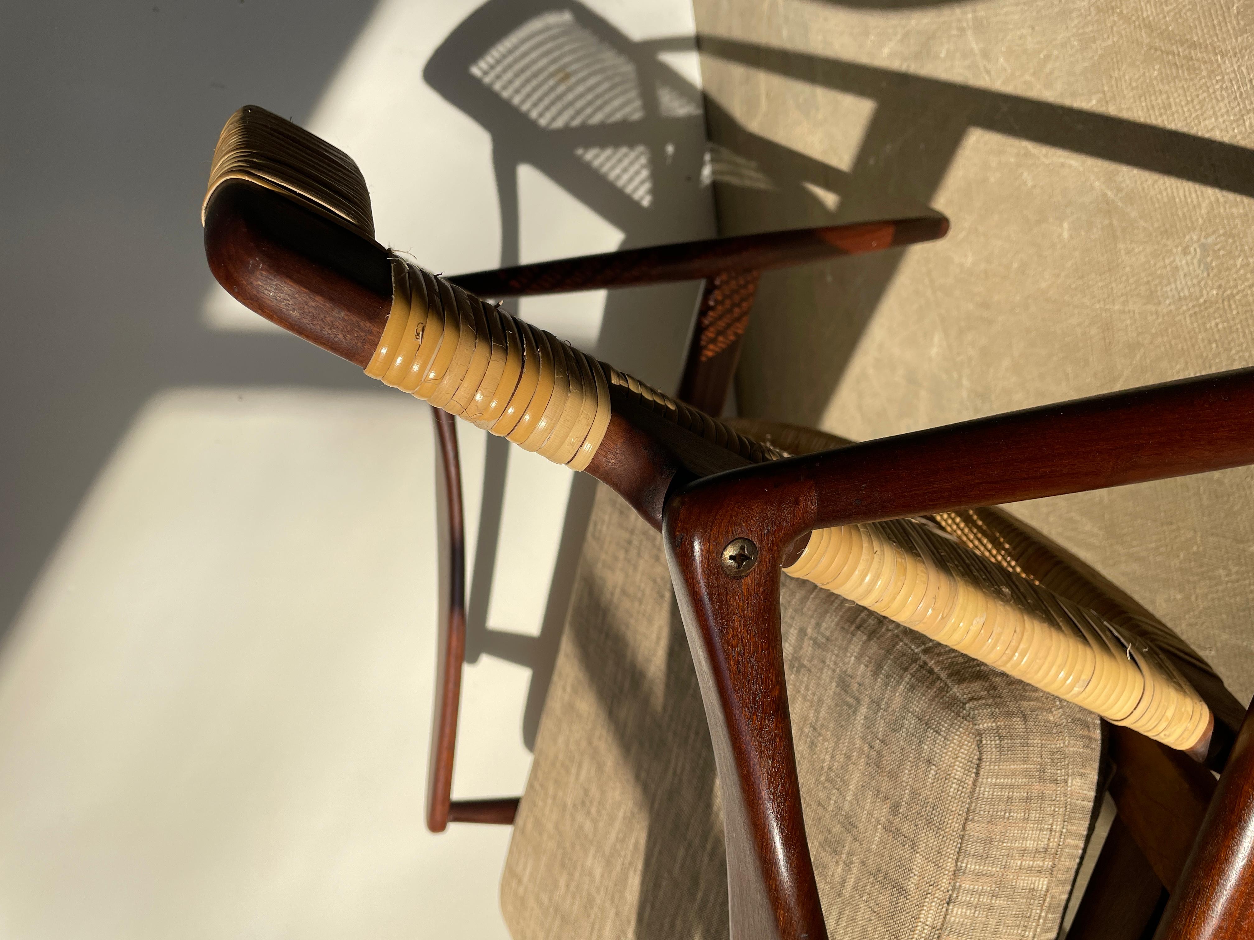 Hartmut Lohmeyer Lounge Chair in Teak and Cane 3