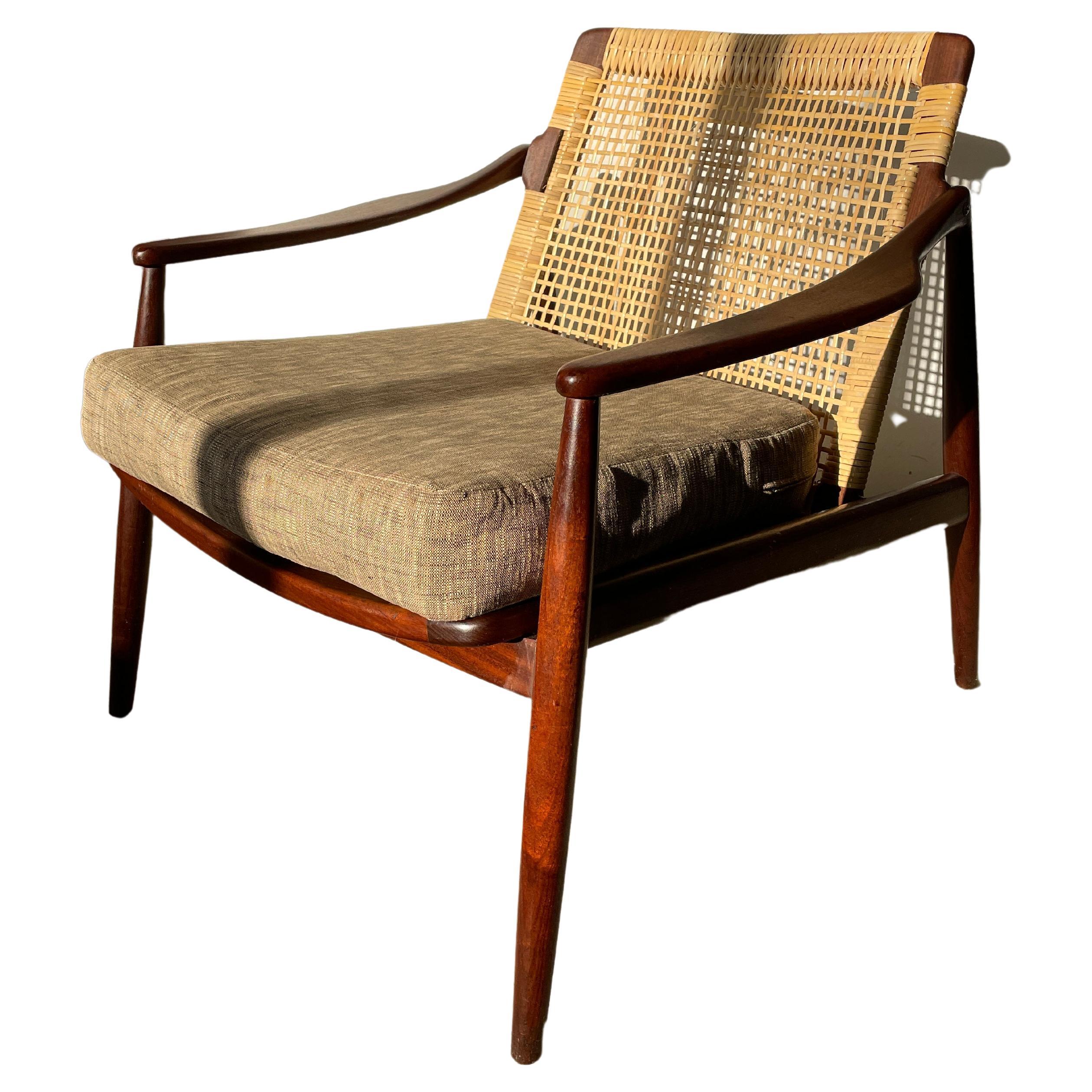 Hartmut Lohmeyer Lounge Chair in Teak and Cane