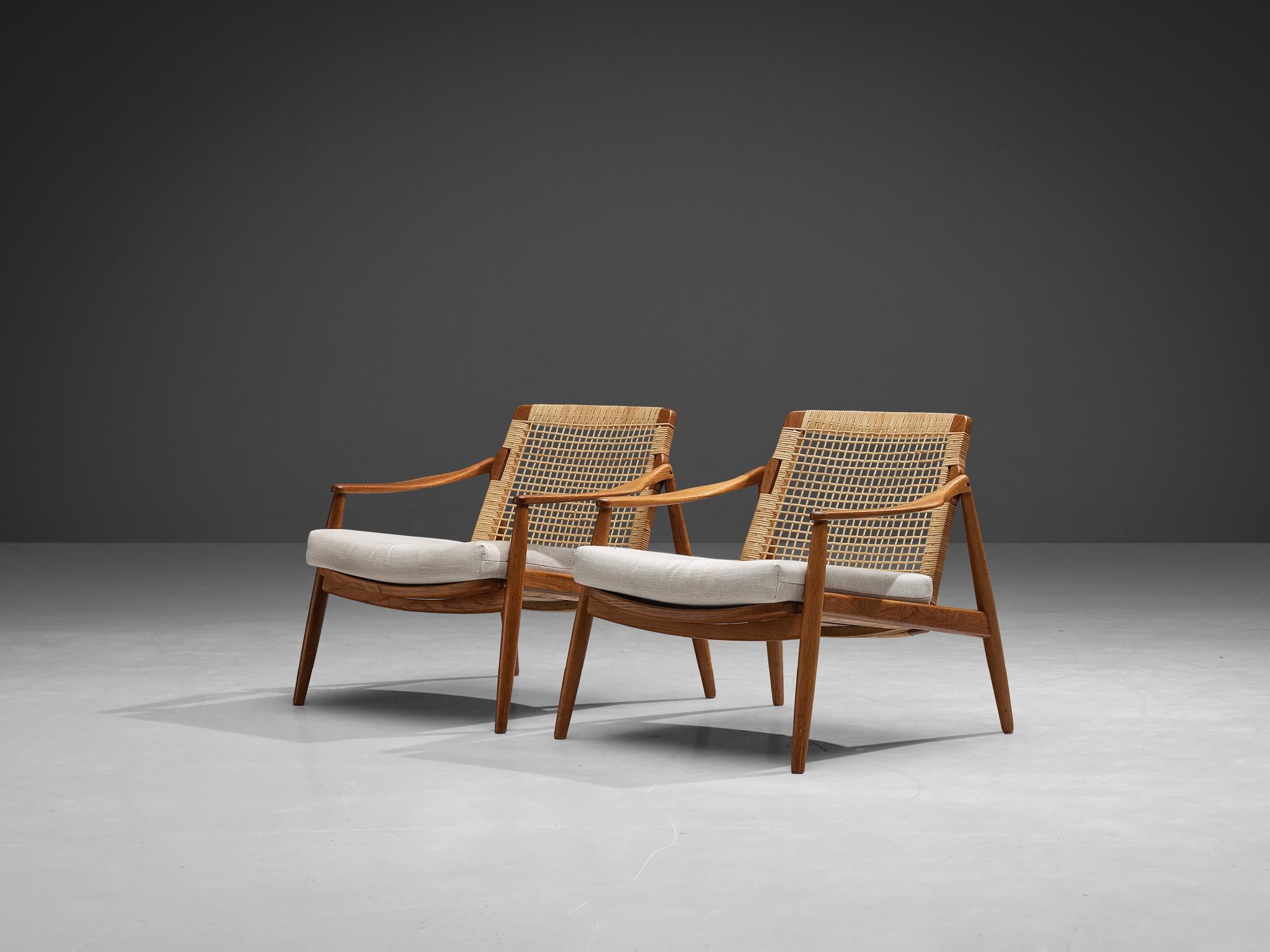 Rattan Hartmut Lohmeyer Pair of Armchairs in Teak and Cane