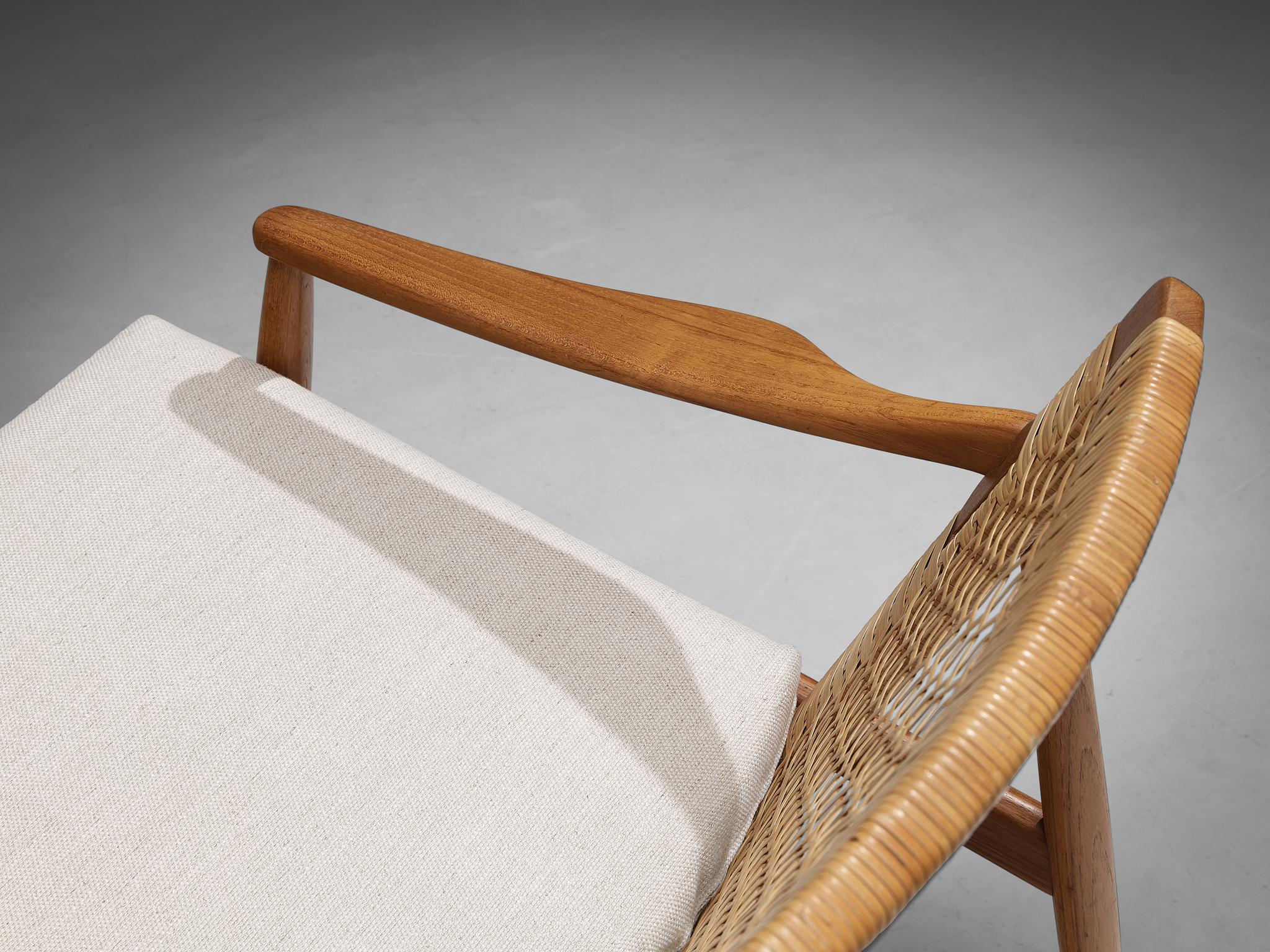 Hartmut Lohmeyer Pair of Armchairs in Teak and Cane 1