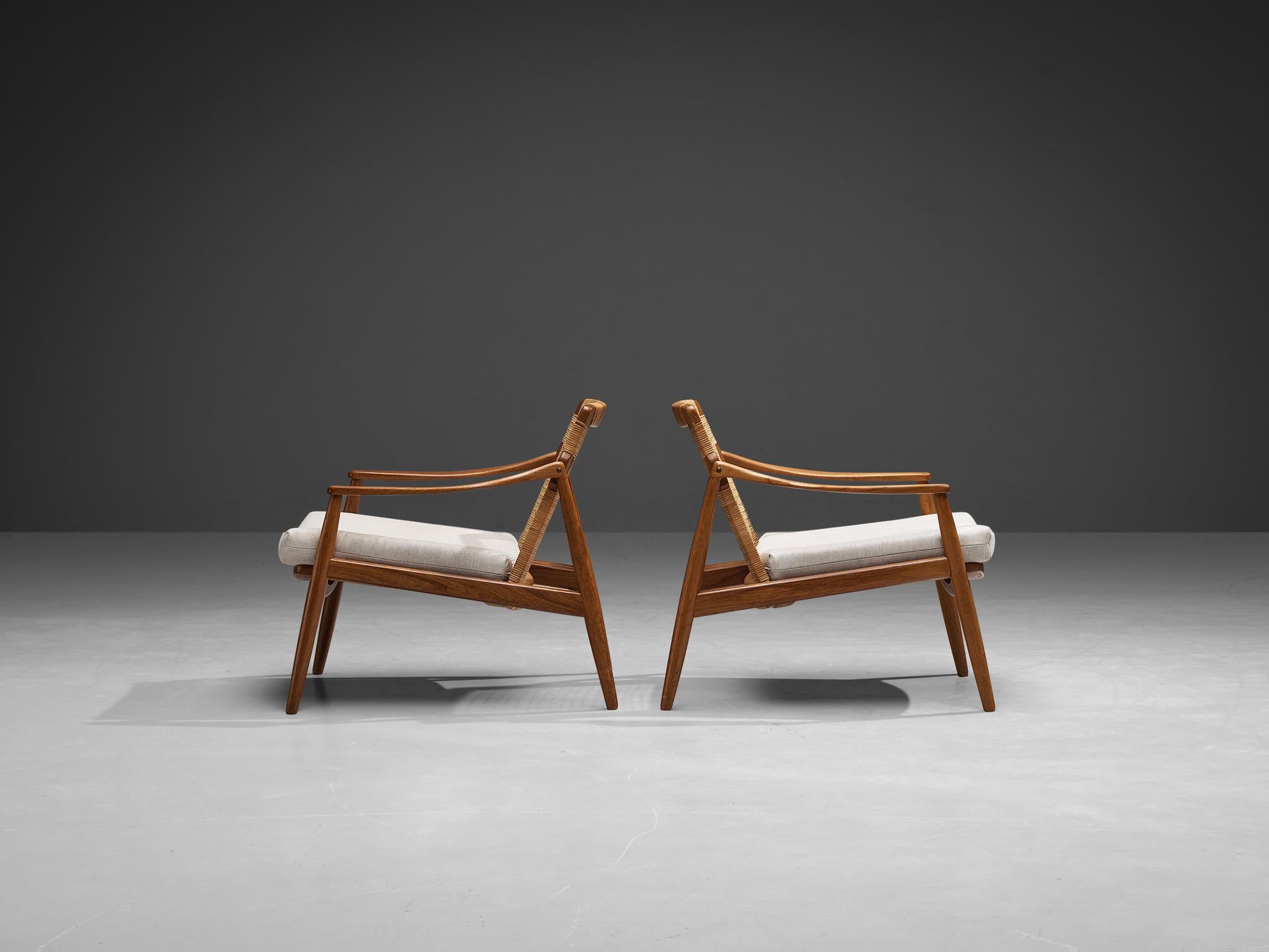 Hartmut Lohmeyer Pair of Armchairs in Teak and Cane 2