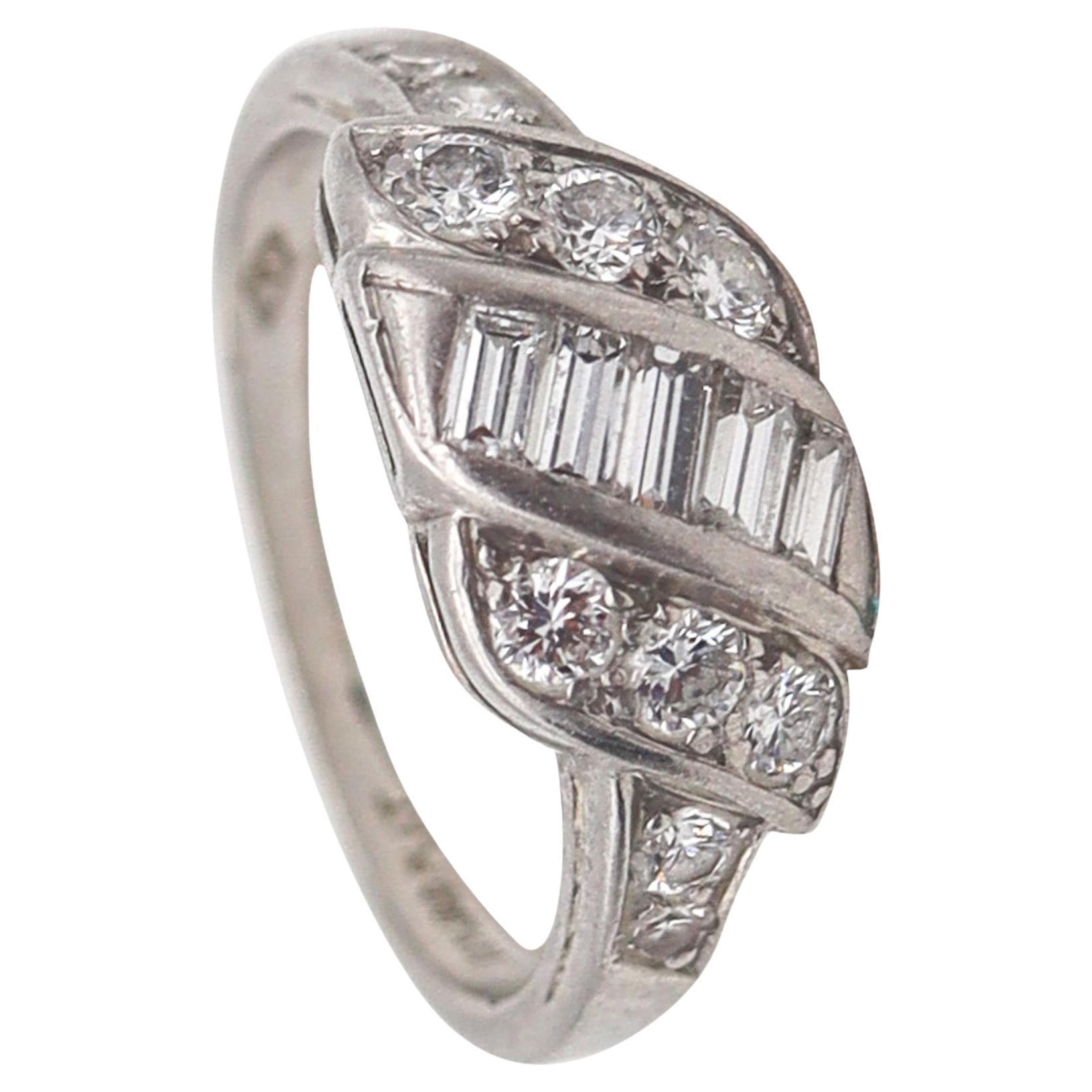 Hartzberg & Co. 1930 Art Deco Band Ring In Platinum With VS Diamonds For Sale