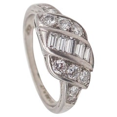 Vintage Hartzberg & Co. 1930 Art Deco Band Ring In Platinum With VS Diamonds
