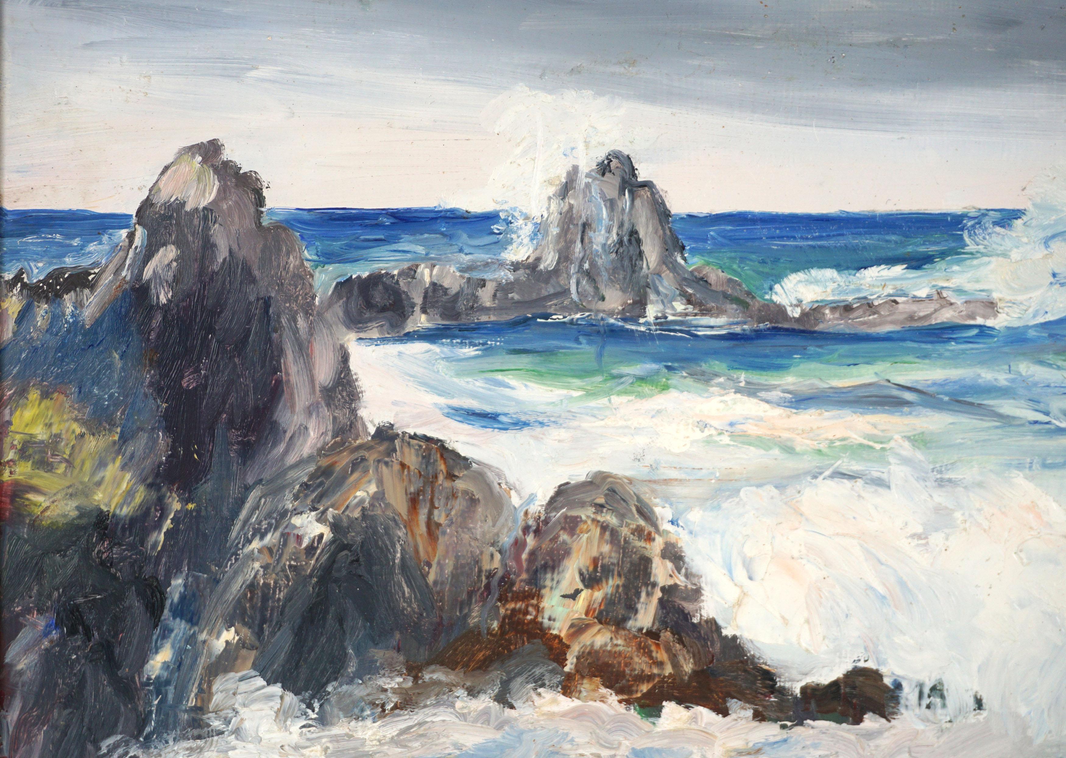 Mid Century Big Sur Seascape Oil Painting For Sale 1