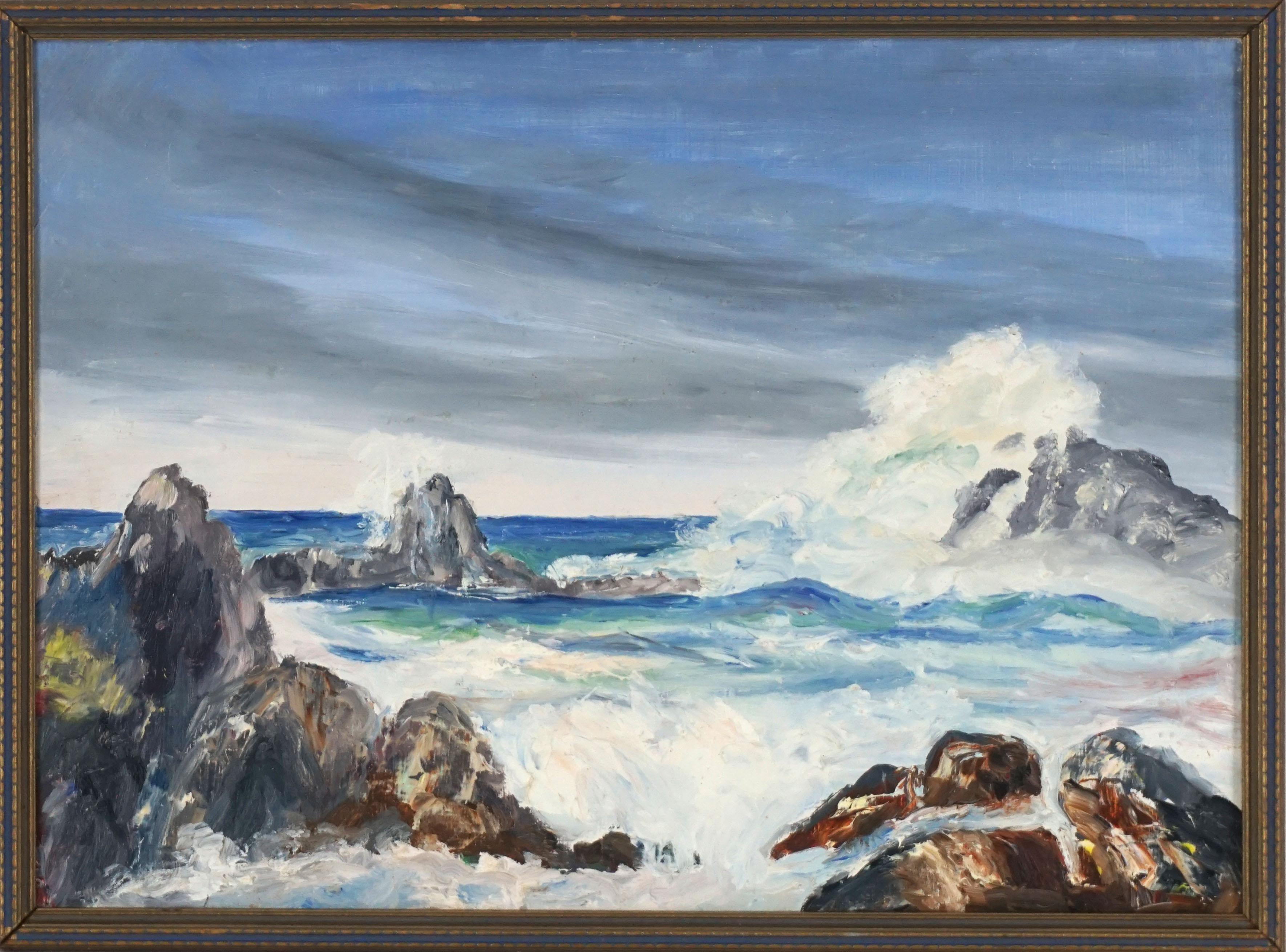 Hartzell Harrison Ray Landscape Painting - Mid Century Big Sur Seascape Oil Painting