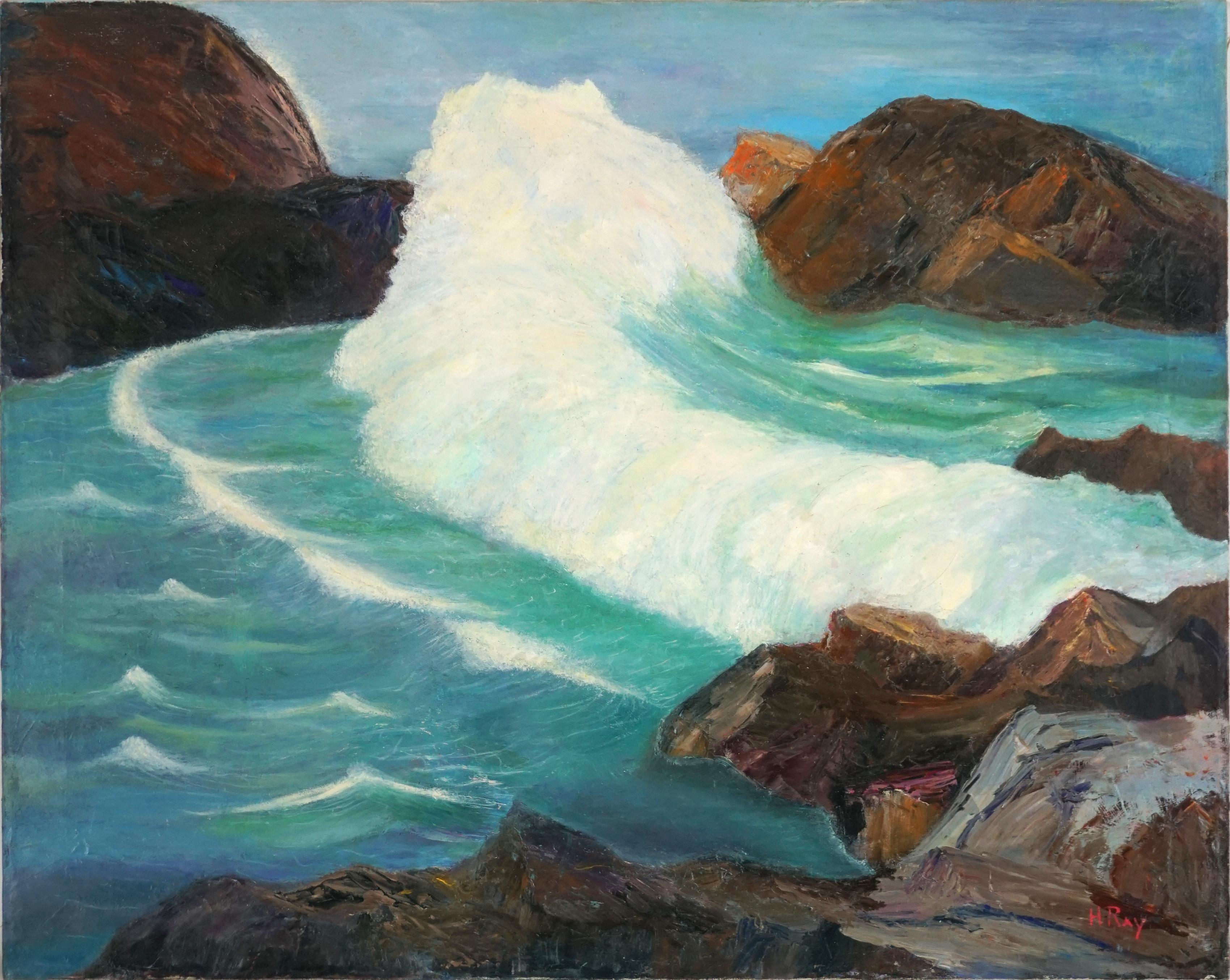 Landscape Painting Hartzell Harrison Ray - Paysage marin de la baie de San Francisco (milieu du siècle)