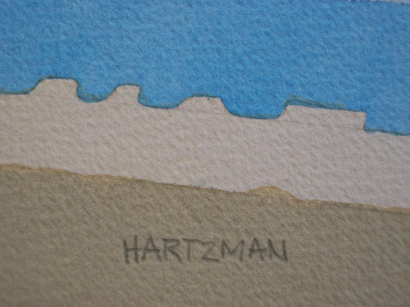 Peint à la main HARTZMAN, aquarelle sur papier de style Art déco, non encadrée, milieu du 20e siècle en vente