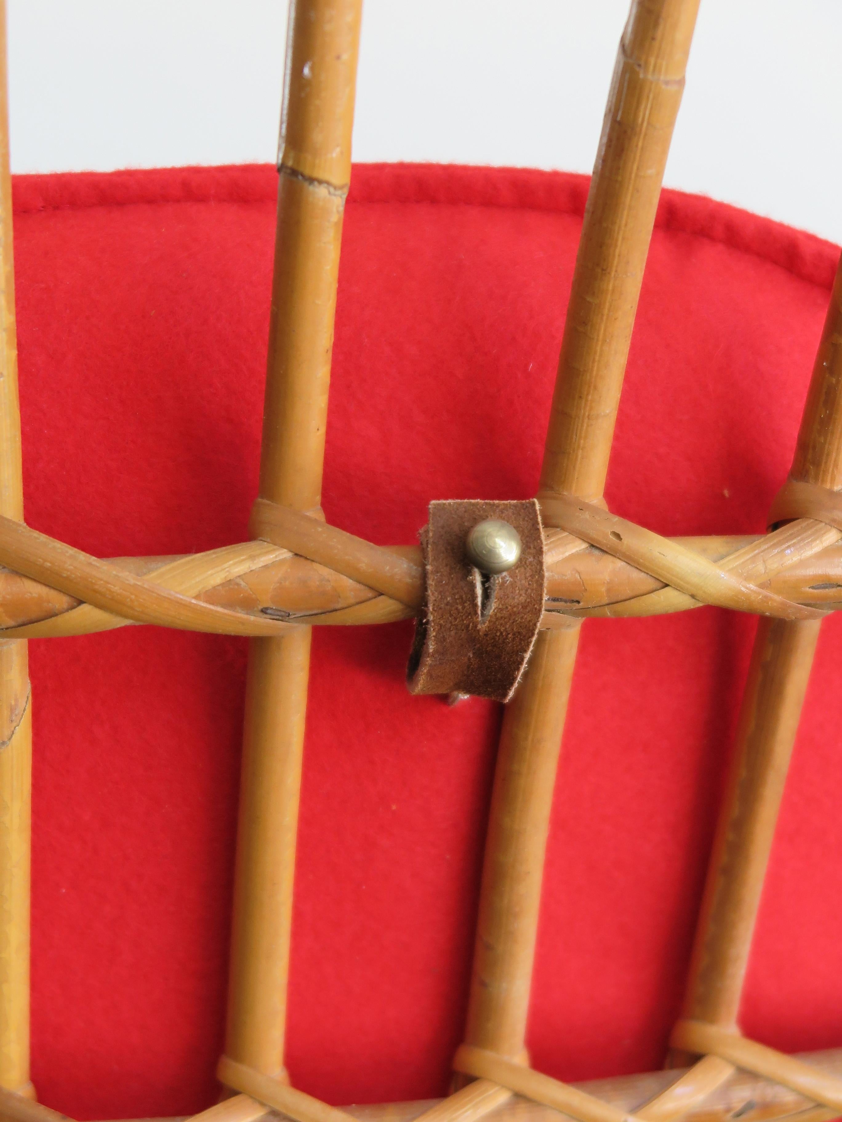 Haruki Miyagima para Bonacina Silla mecedora italiana de ratán Midcentuty, años 60 en venta 4