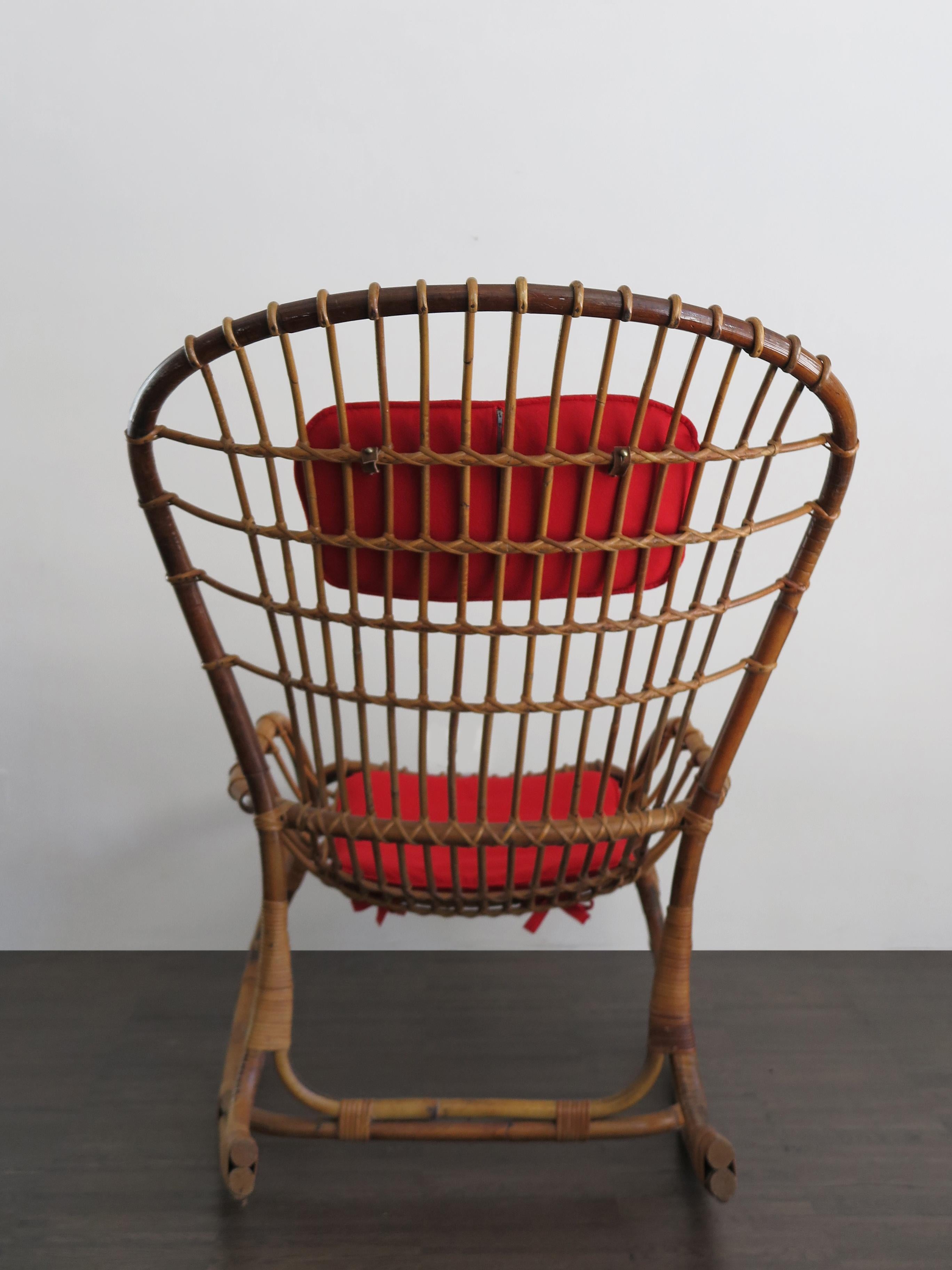 Mid-Century Modern Chaise à bascule en rotin du milieu du siècle dernier de Haruki Miyagima pour Bonacina, Italie, années 1960 en vente