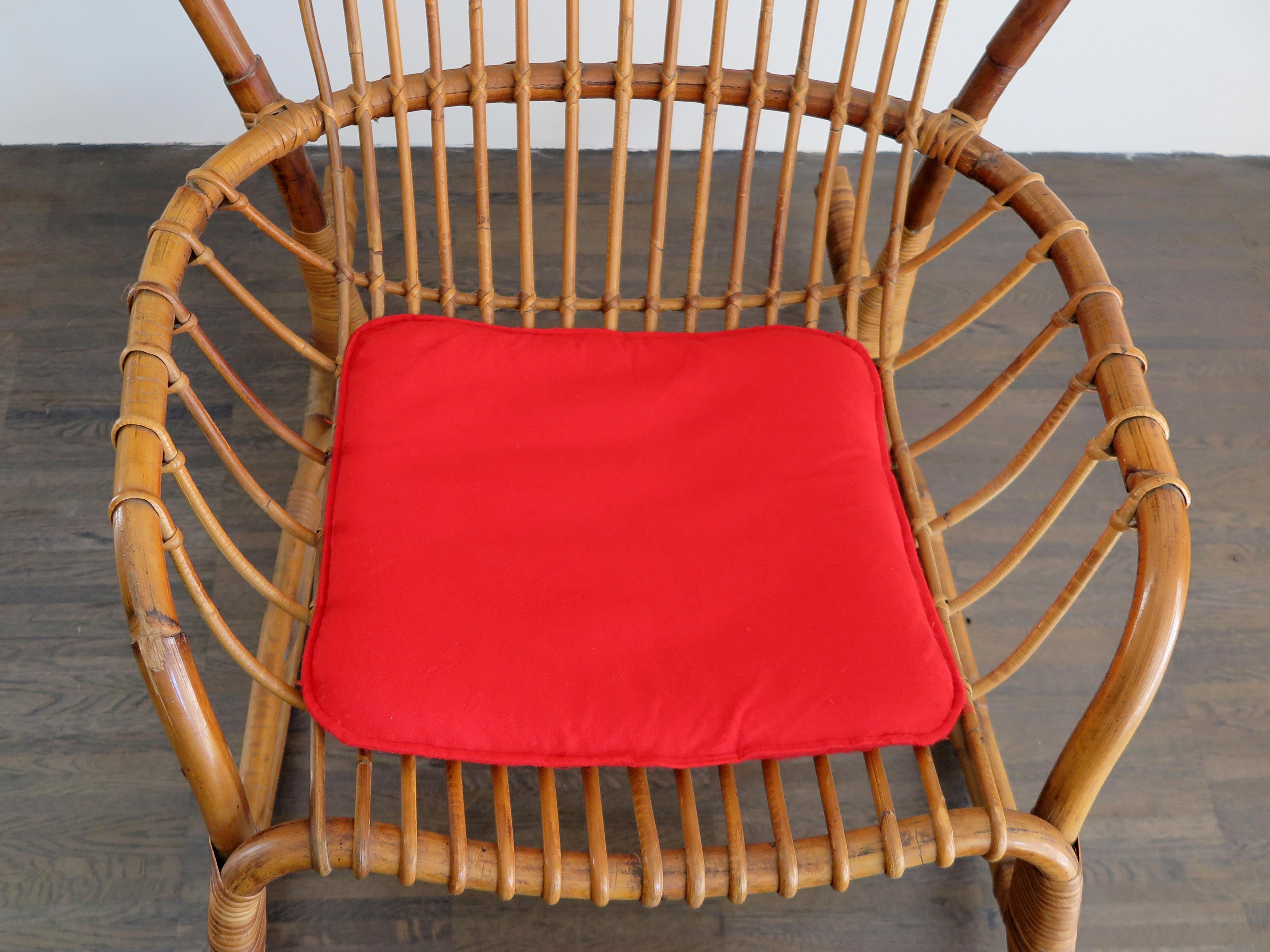 Haruki Miyagima for Bonacina Italian Midcentuty Rattan Rocking Chair, 1960s For Sale 1