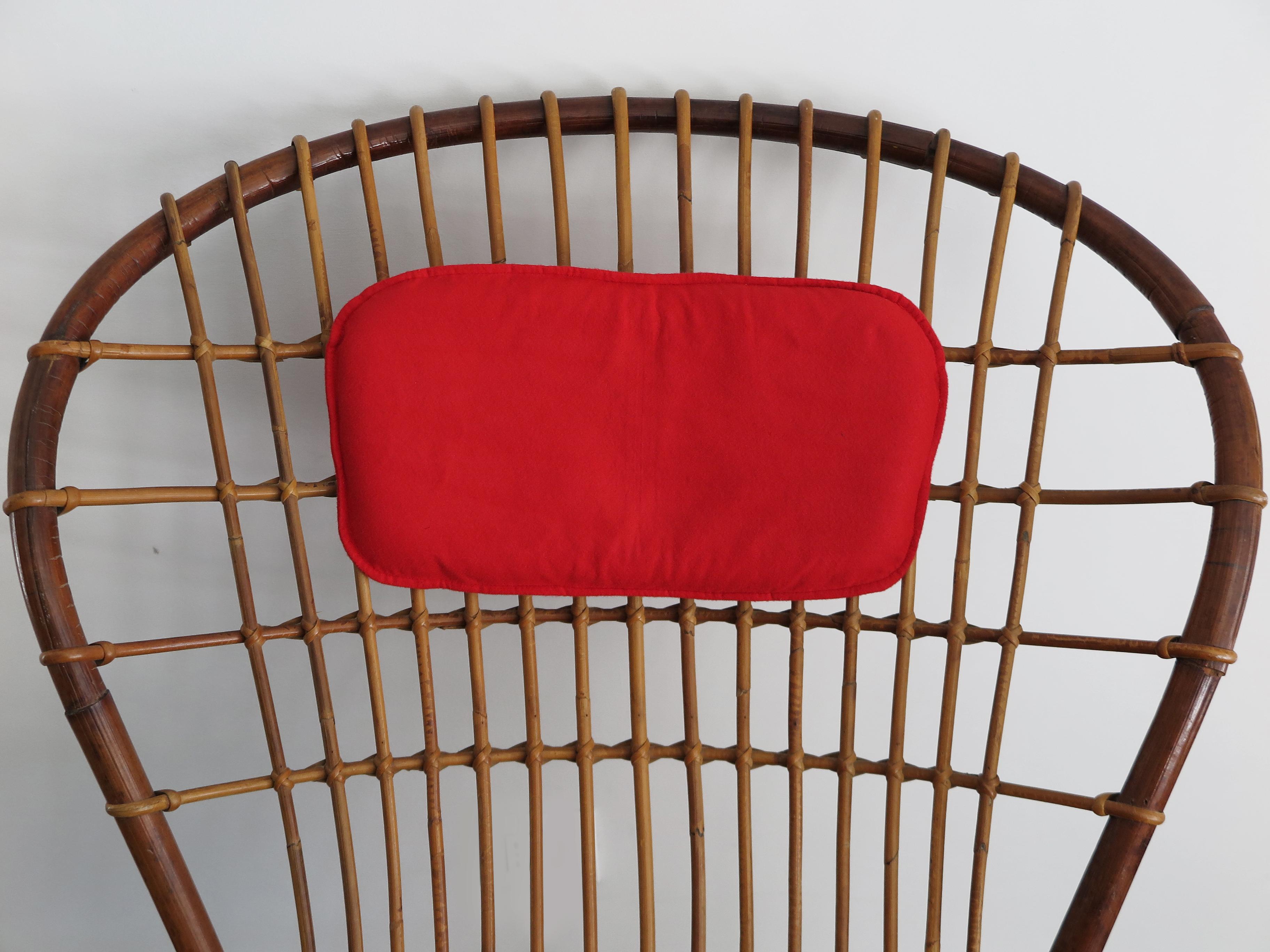 Haruki Miyagima for Bonacina Italian Midcentuty Rattan Rocking Chair, 1960s For Sale 2