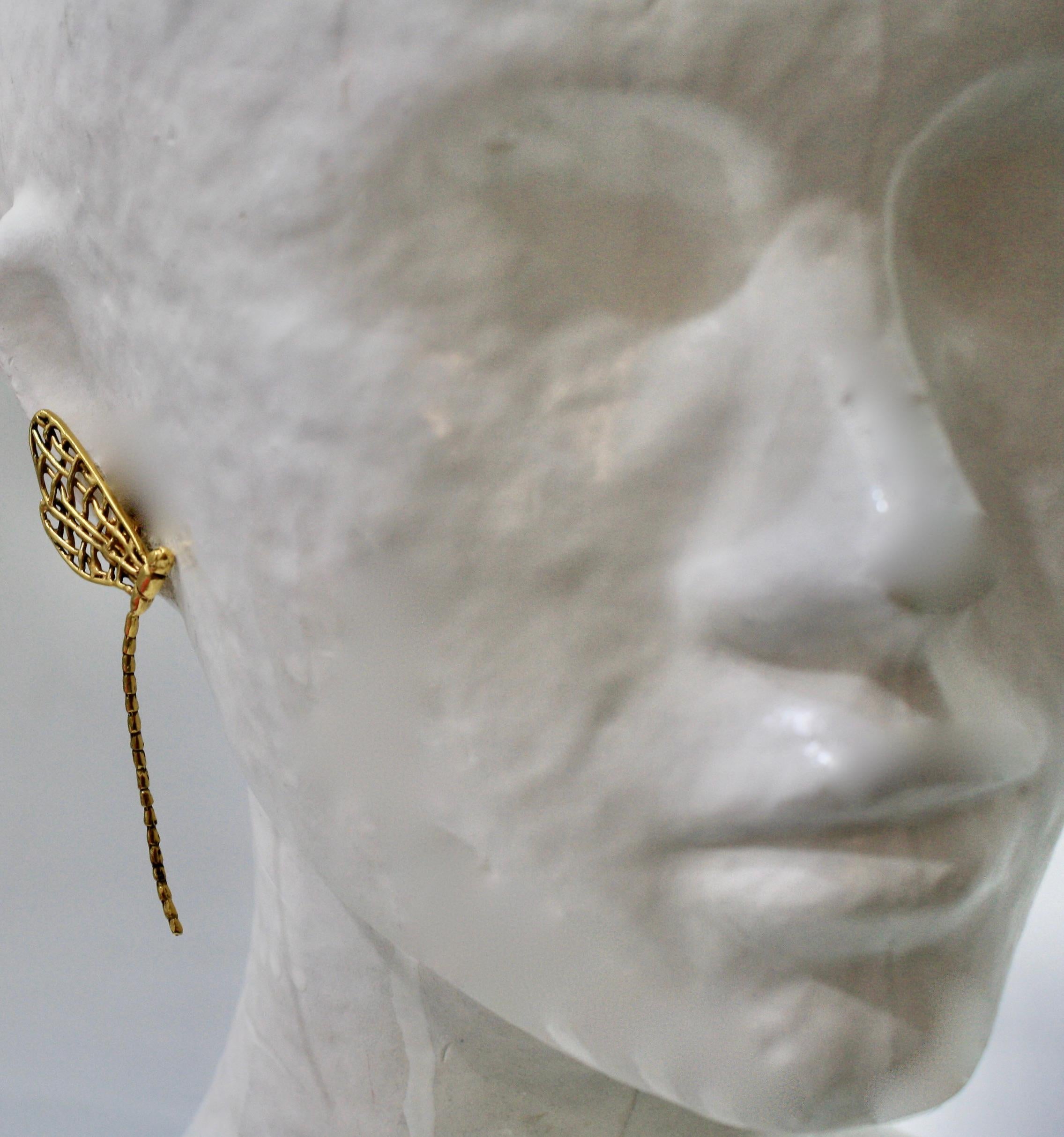 Harumi for Goossens Paris Dragonfly Pierced Earrings  In New Condition In Virginia Beach, VA
