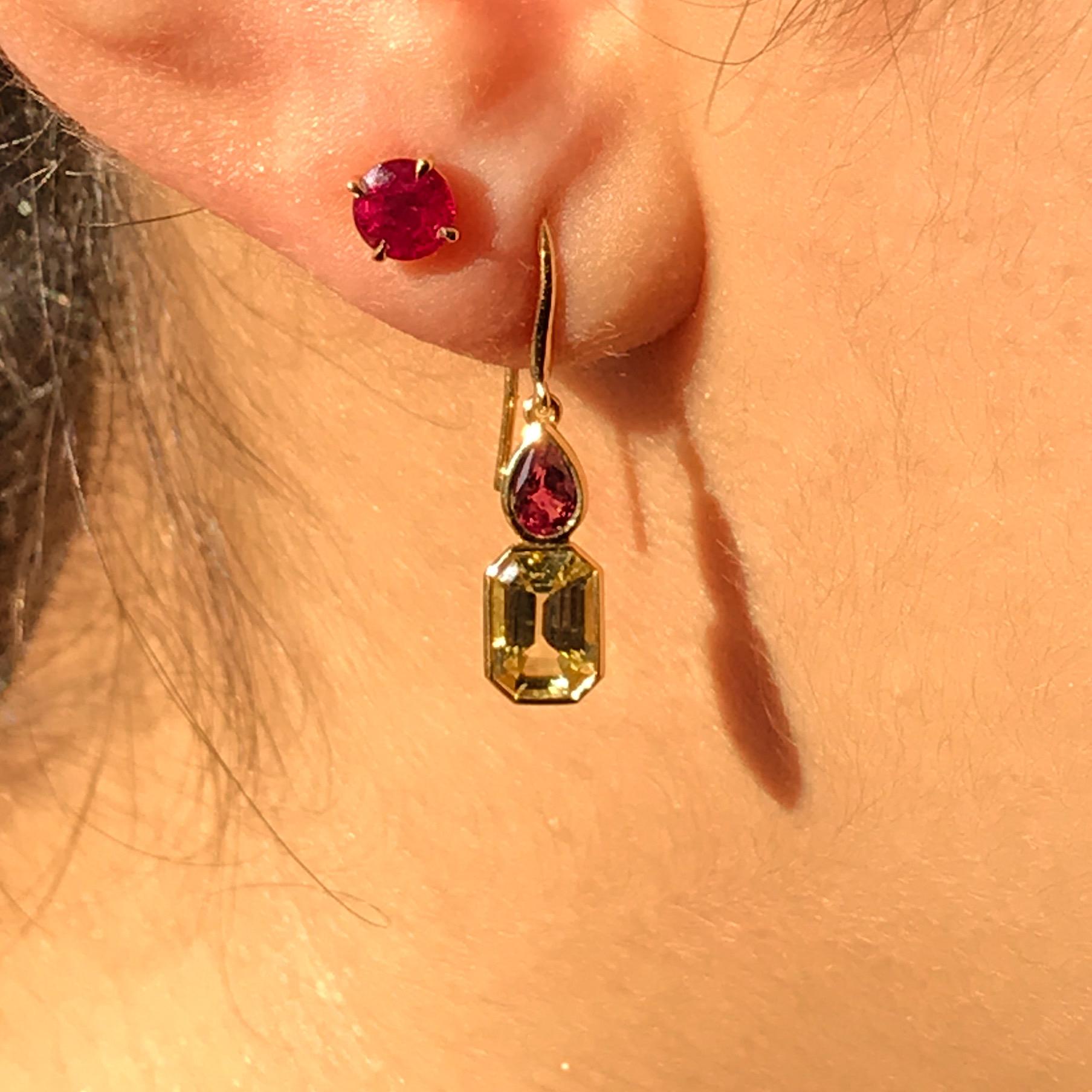 emerald cut ruby earrings