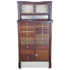 Harvard Co Style 86 Antique Mahogany Oak & Marble Apothecary Dental Cabinet