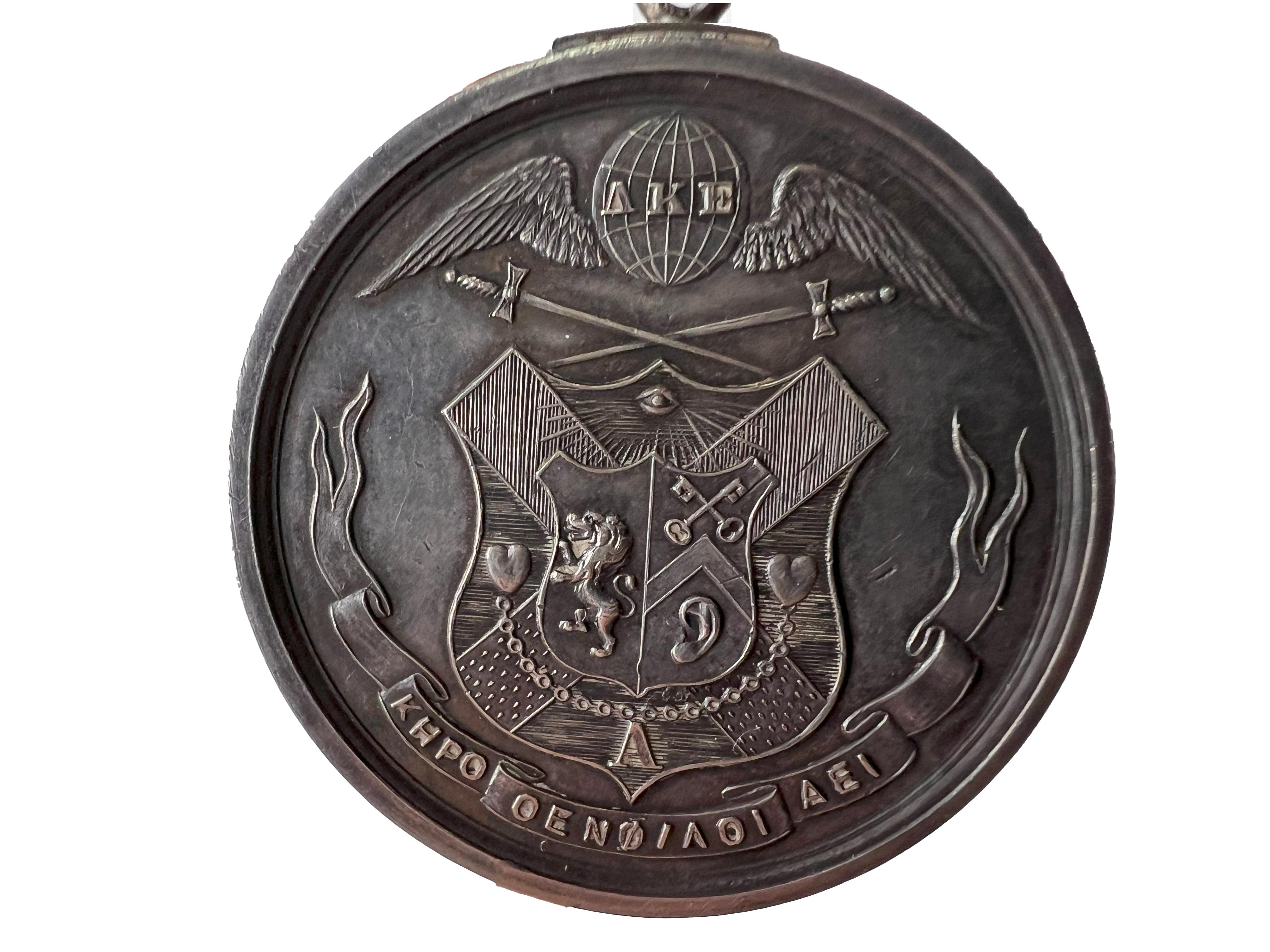 Hand-Crafted  Harvard Fraternal Medallion - Delta Kappa Epsilon DKE 1877 Robert P. Hastings  For Sale