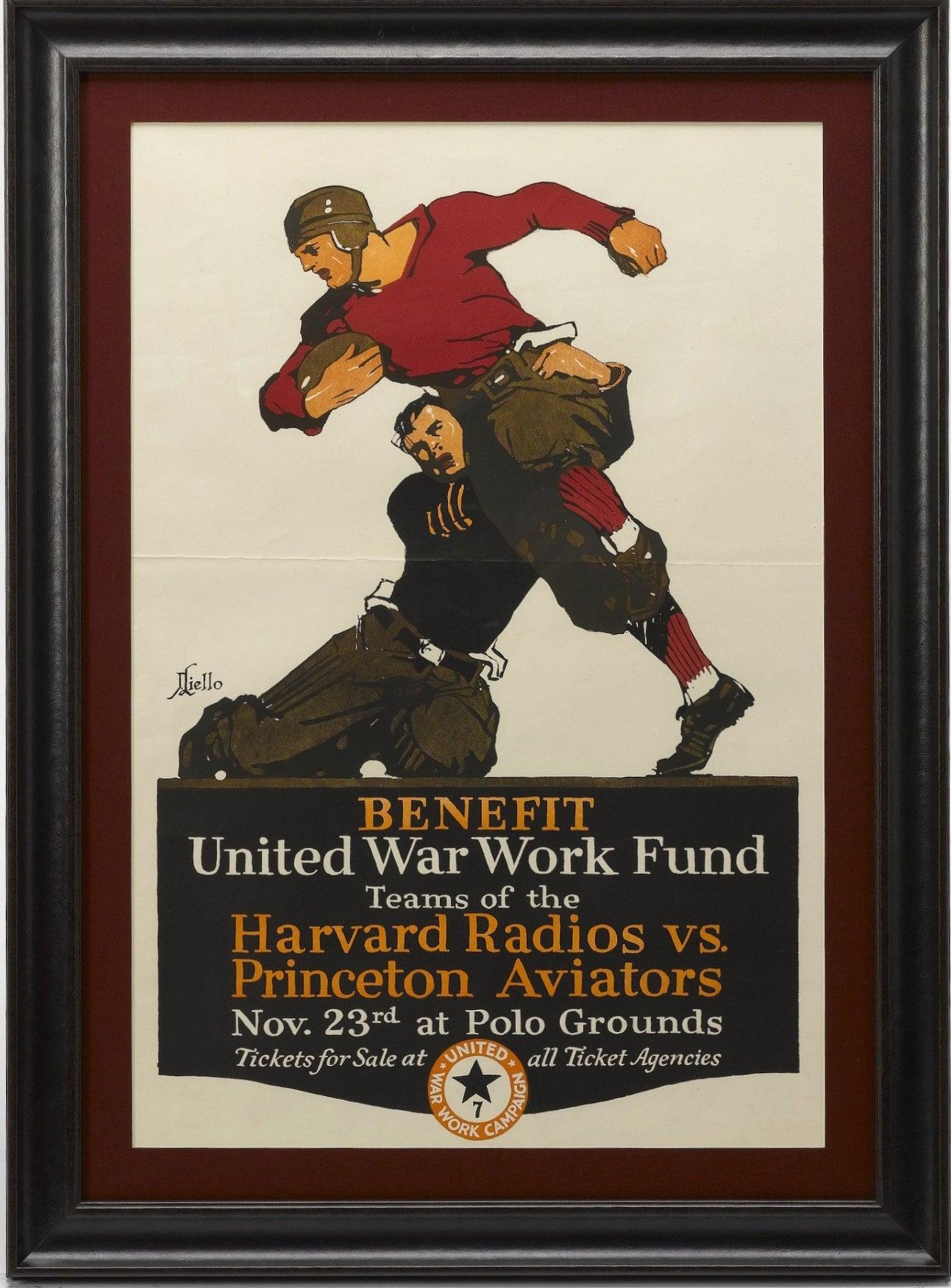 Radios Harvard vs. Póster de fútbol americano de los Aviadores de Princeton, circa 1918 en venta 2
