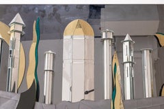 Harvard Reflections Fantasy Cityscape Contemporary Sculptural Mirror Art 80s