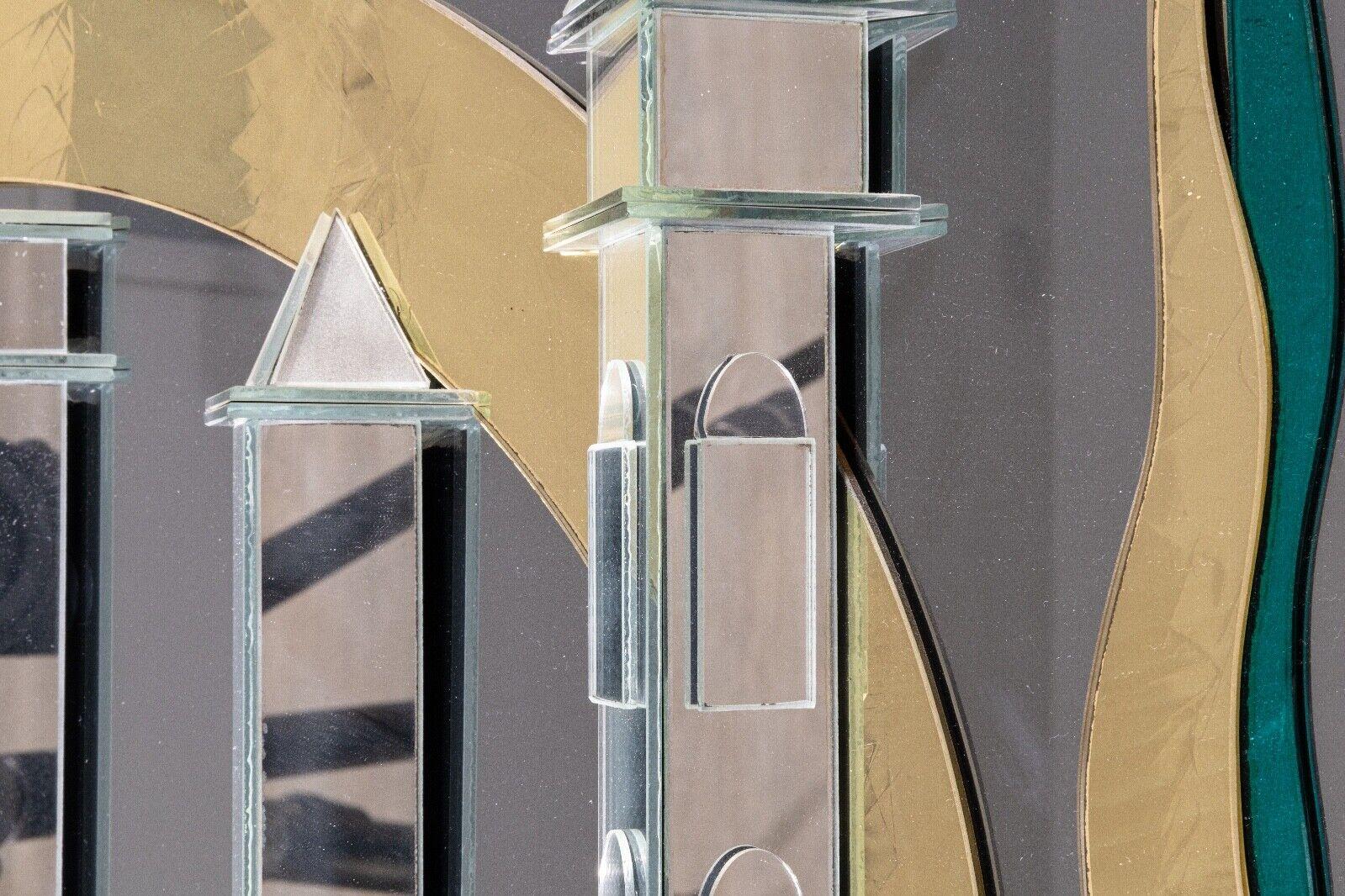 Harvard Reflections Fantasy Cityscape Contemporary Sculptural Mirror Art 80s For Sale 4