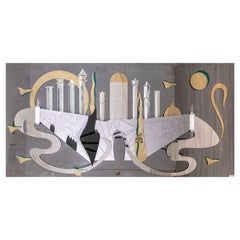 Harvard Reflections Fantasy Cityscape Contemporary Sculptural Mirror Art 80s