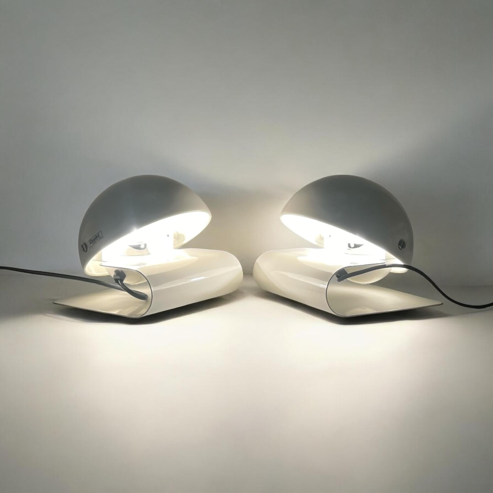 Harveiluce Guzzini 'Bugia' 70s Lamps Giuseppe Cormio in White – Set of 2 5